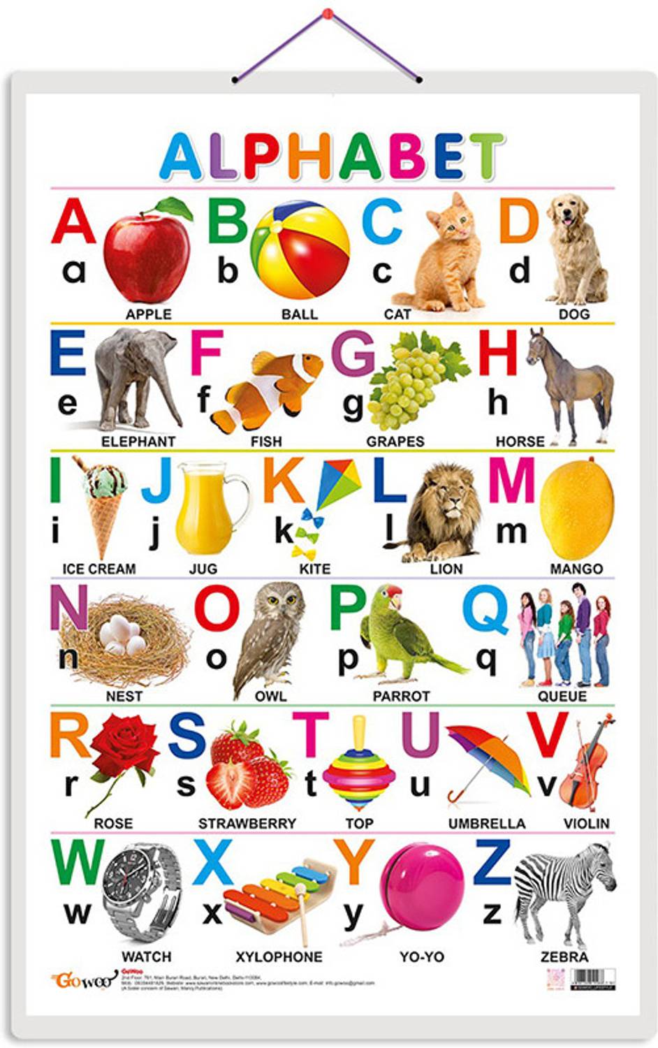Alphabet Chart, Wall Poster For Room Decor High Quality Paper Print With Hard Lamination (20 Inch X 30 Inch, Rolled)