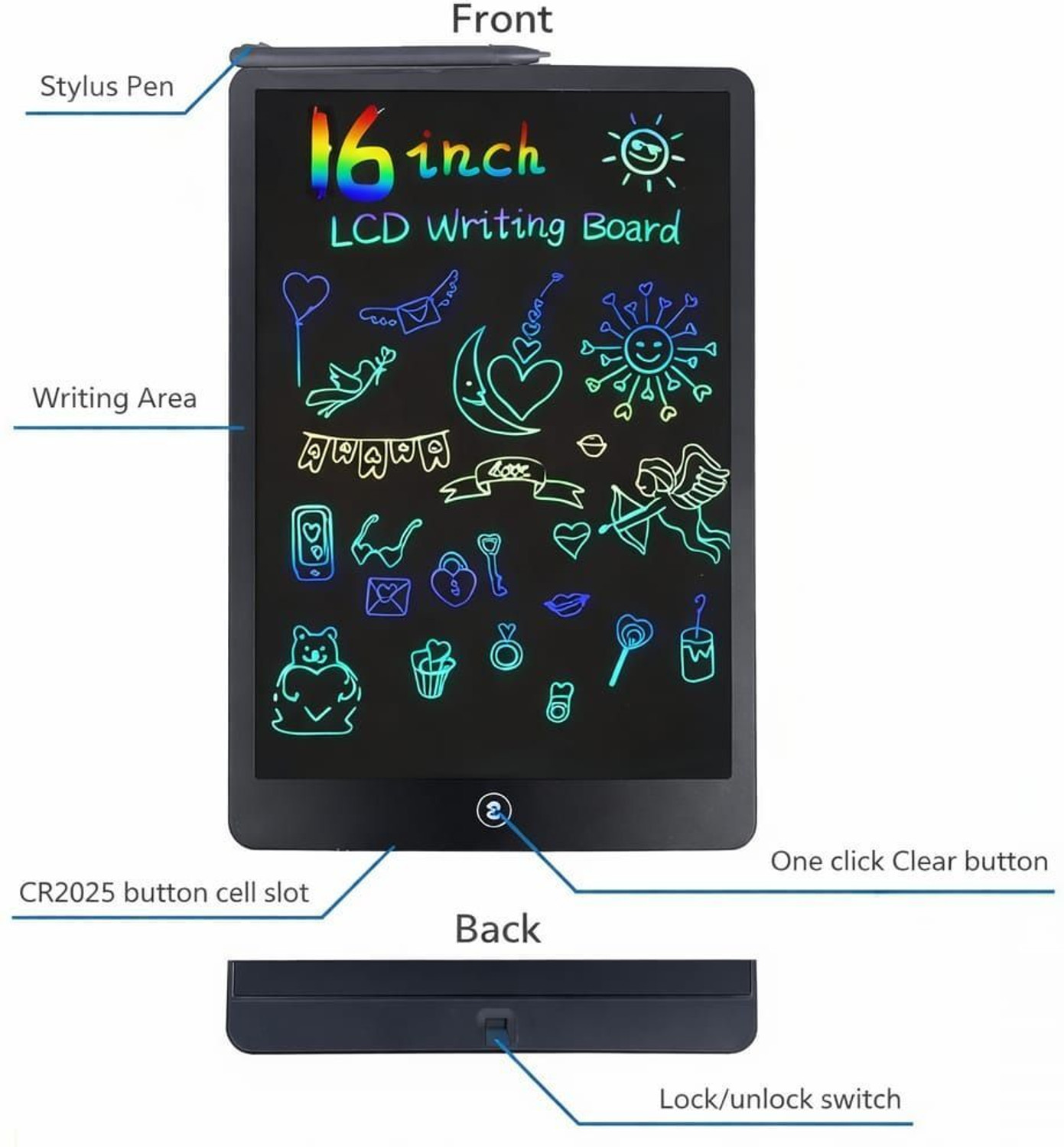 Image of Aneep 16 inch LCD Writing Pad ,Writing Tablet Erasable for Kids Adults