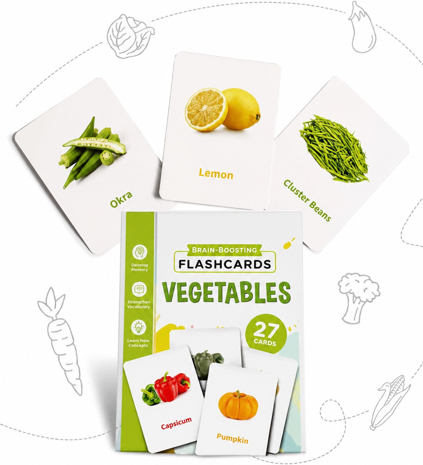 Image of PANTROLA Brain Boosting Flashcards Learning Cards Set for Kids 190+ Cards 7 Topics Pack