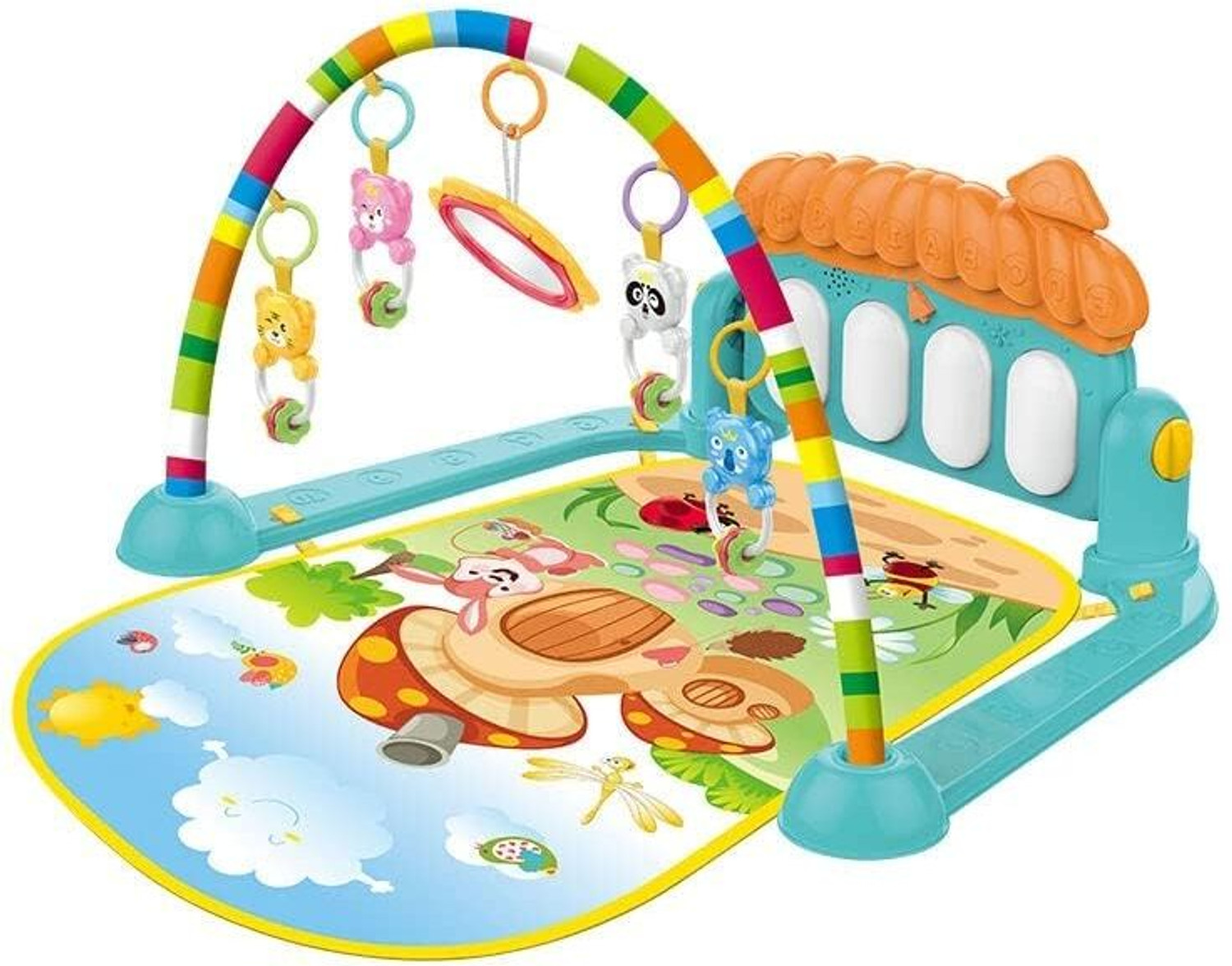 Image of Ruffo Ideal Baby Shower Gift - Piano Gym Mat with Colorful Toys