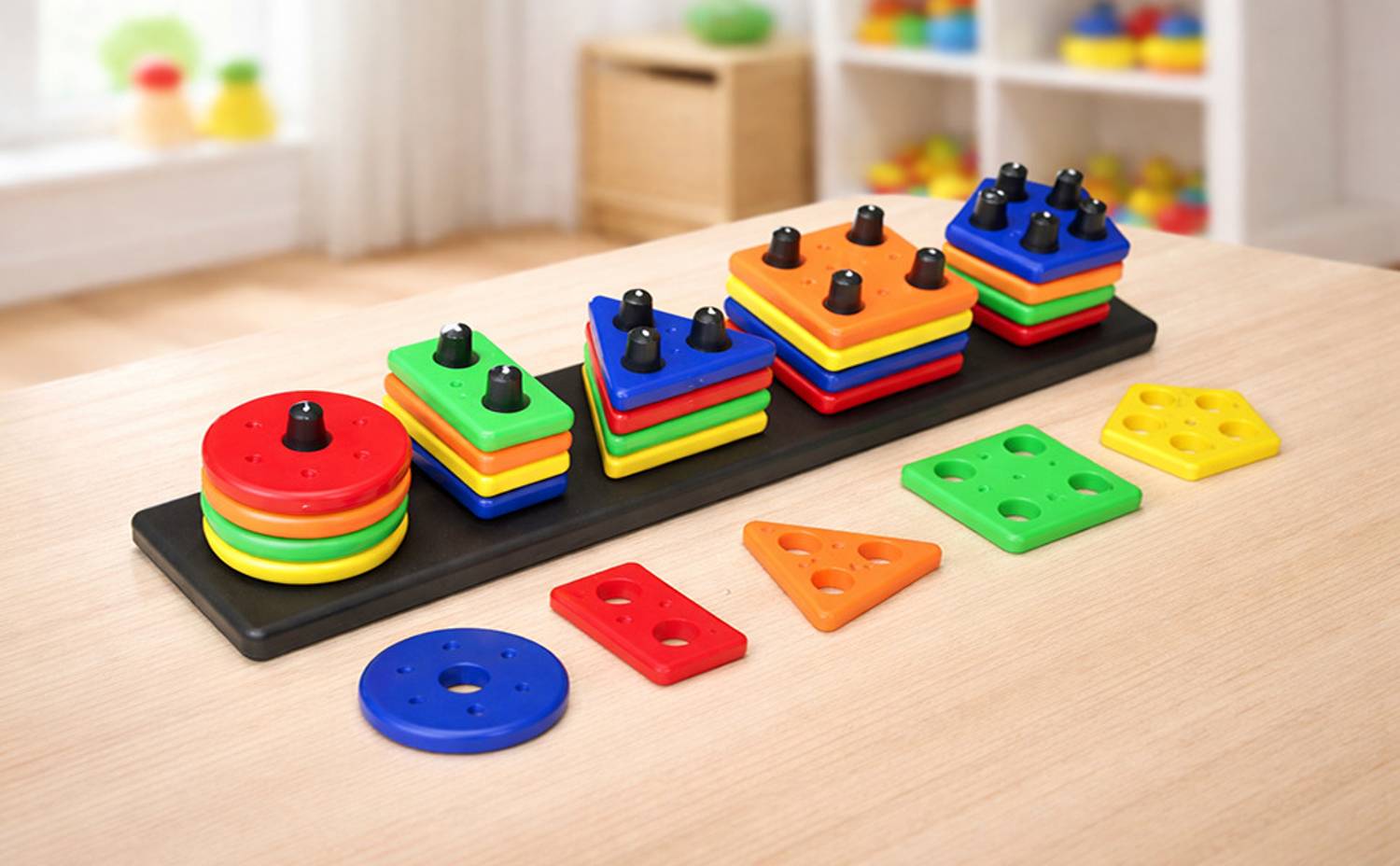 Brainymet Geometric Shape Sorter & Stacking & Learning Toy for Kids