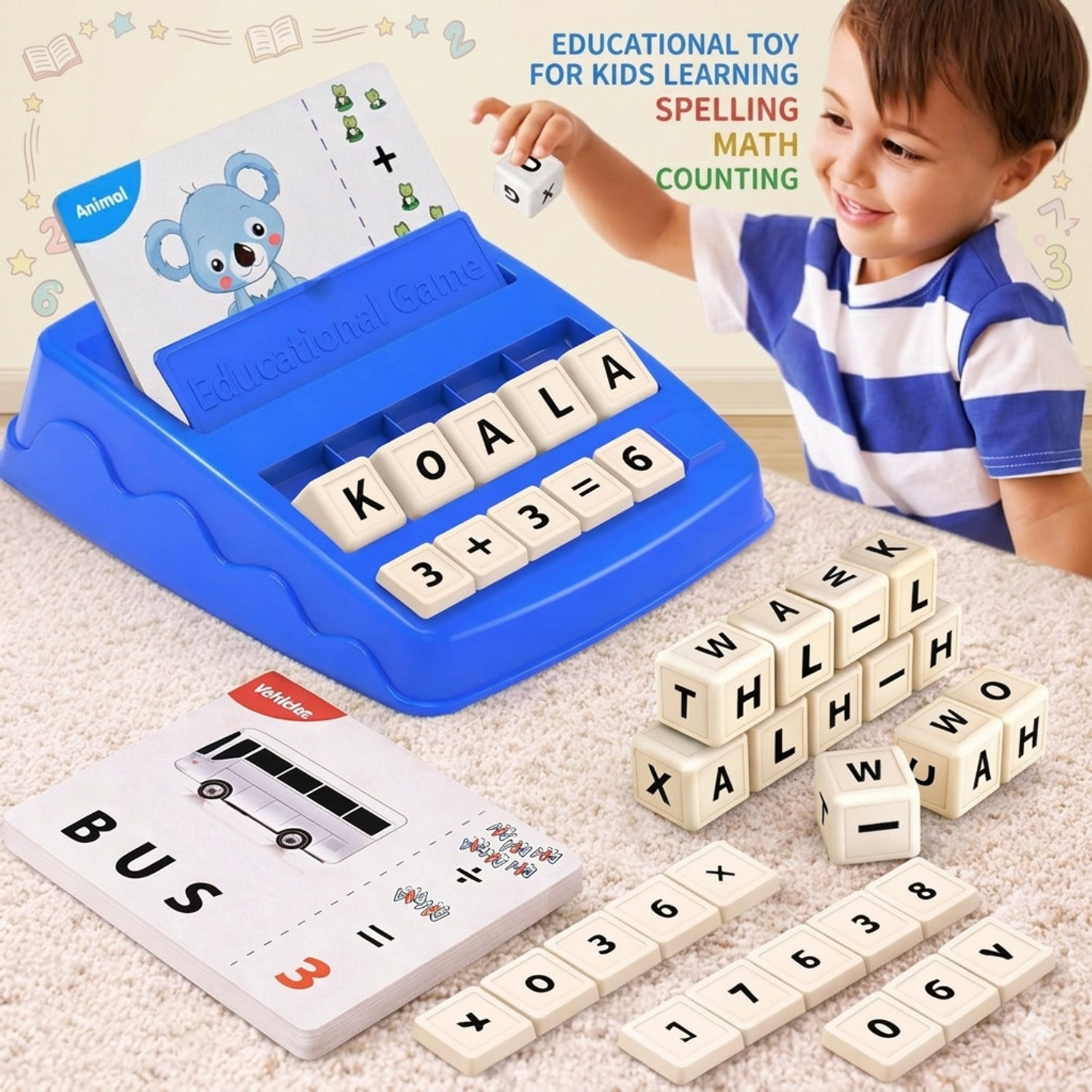VKE Marketing Montessori Educational Learning Game for Kids – Alphabet Spelling, Math Counting