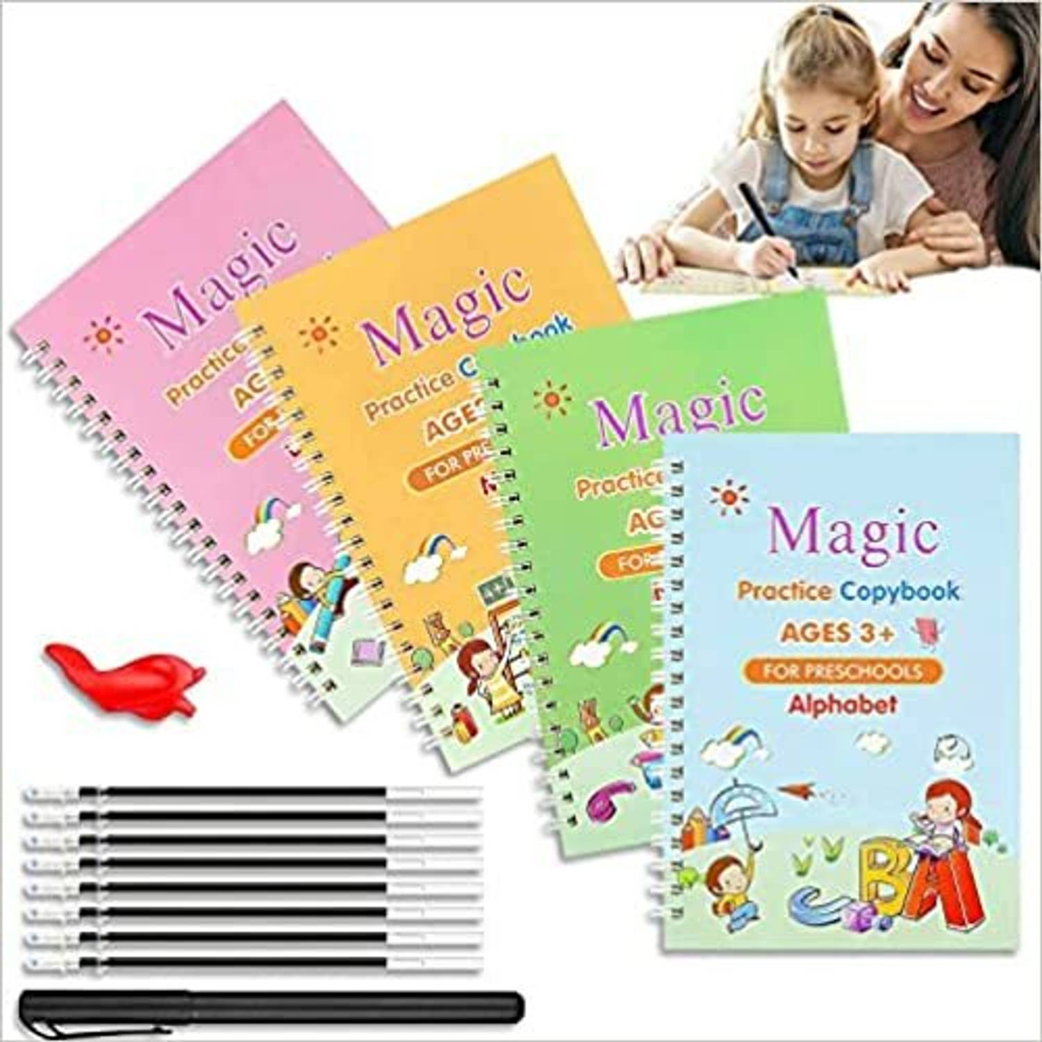 Arni Magic Book For Kids Calligraphy Practice Copy Self Deleting Text Book Practice Hand Writing And Pen Using Skills Reusable Writing Text Book (For Kids Age 3+)