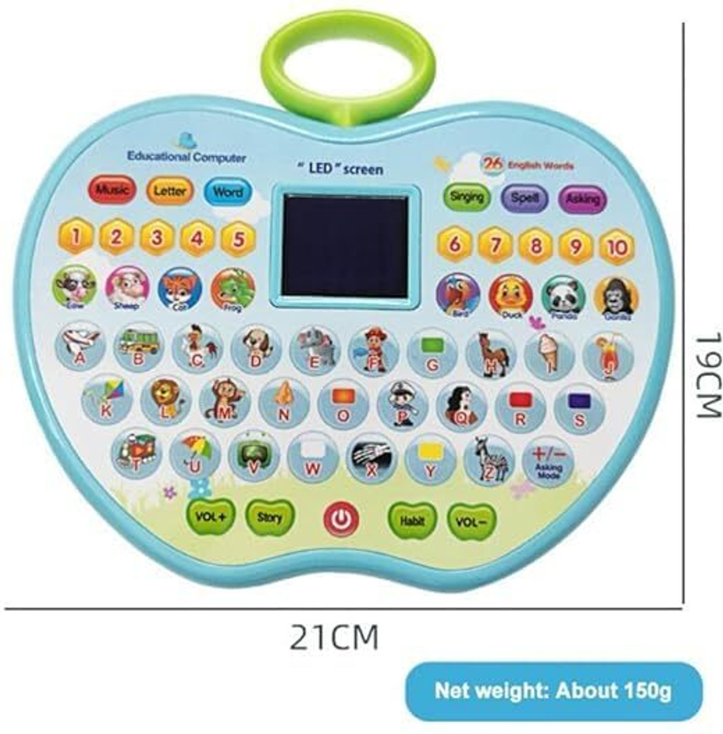 Image of Lacasada Educational Mini Computer Toy for Kids- Apple Shape LED Display and Fun Music