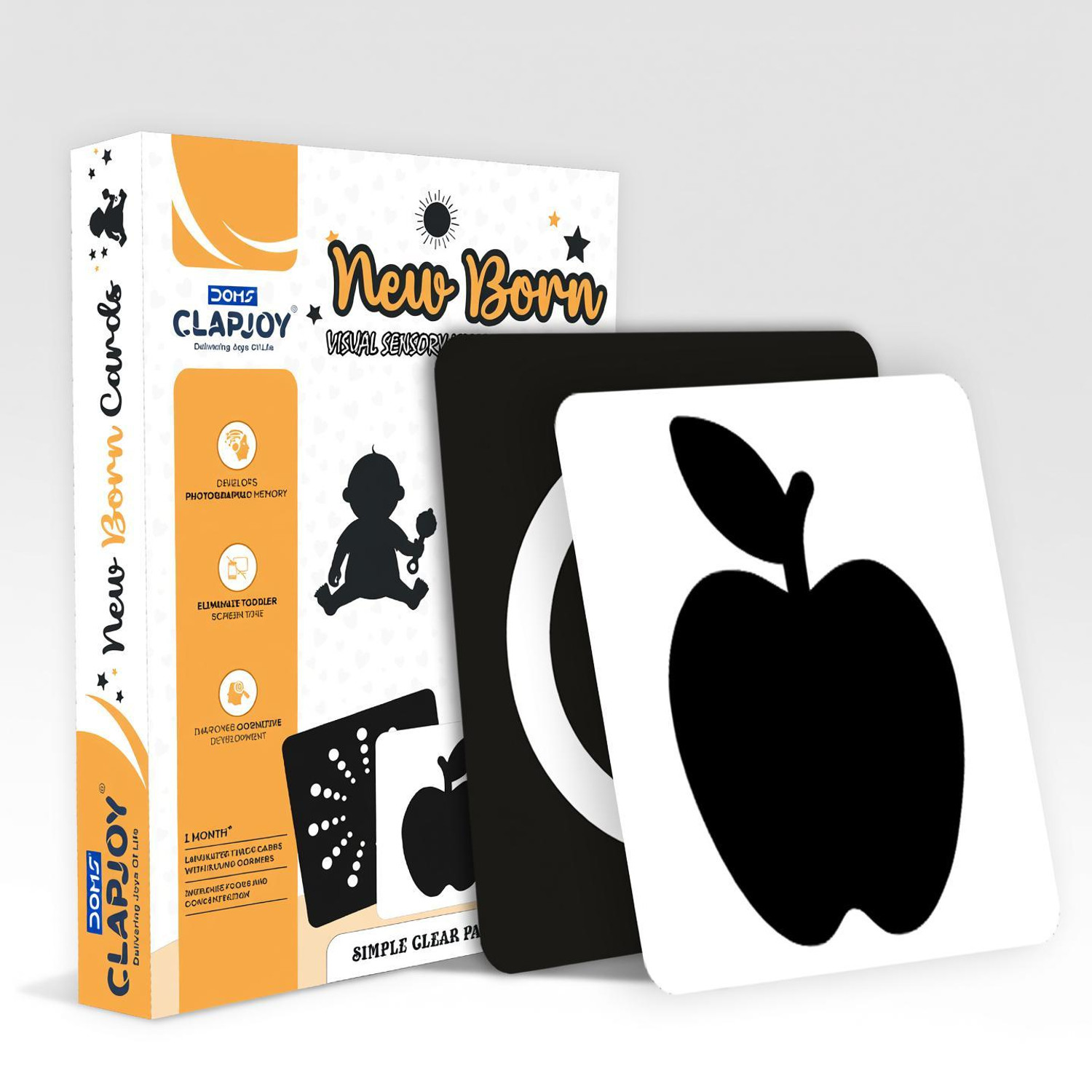 Image of Clapjoy Black & White 20 Flash Cards for New Born Babies of Age 0-6 Months