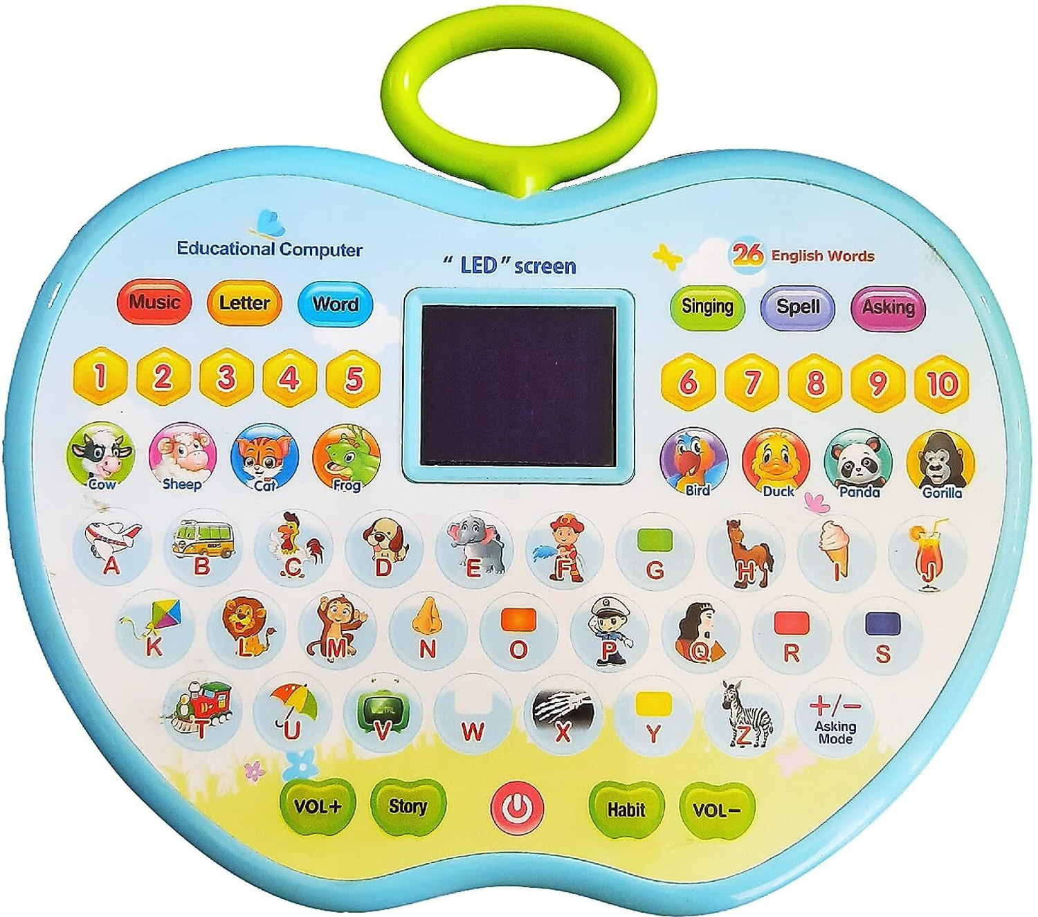 Image of Lacasada Educational Mini Computer Toy for Kids- Apple Shape LED Display and Fun Music