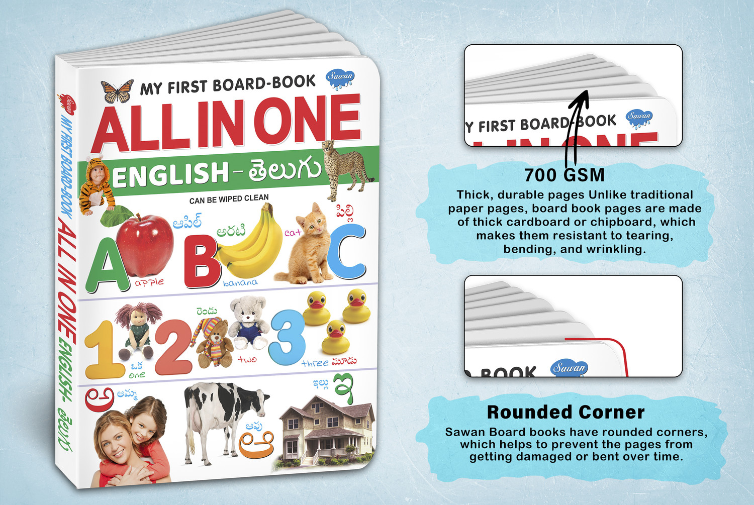 Image of GO WOO My First Board-Book All IN One English-Telugu (Green)