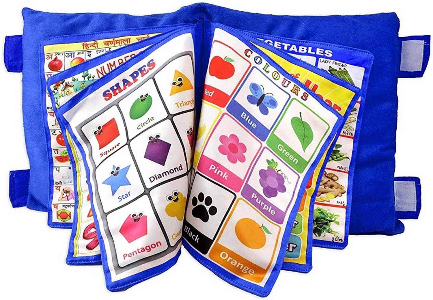 ADKD Kids Learning Pillow Book in English,Hindi & Gujarati, Pillow Design May Vary