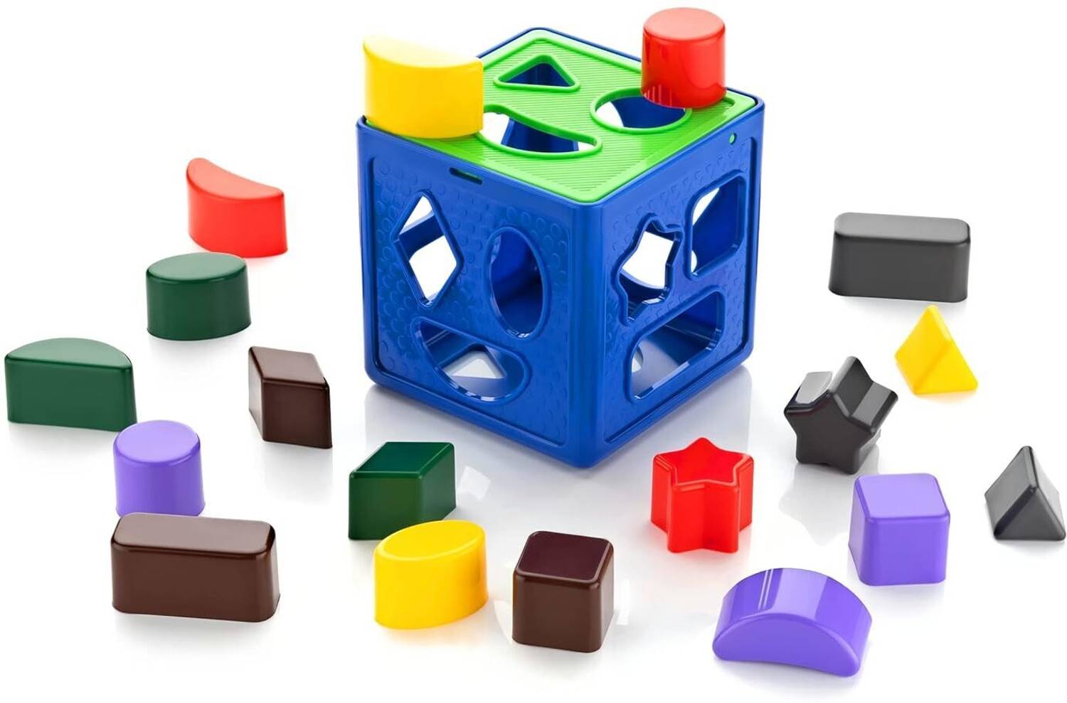 BHVMEY Shape Sorting Cube With 18 Shape And Different Color-CUBE BLUE-452-