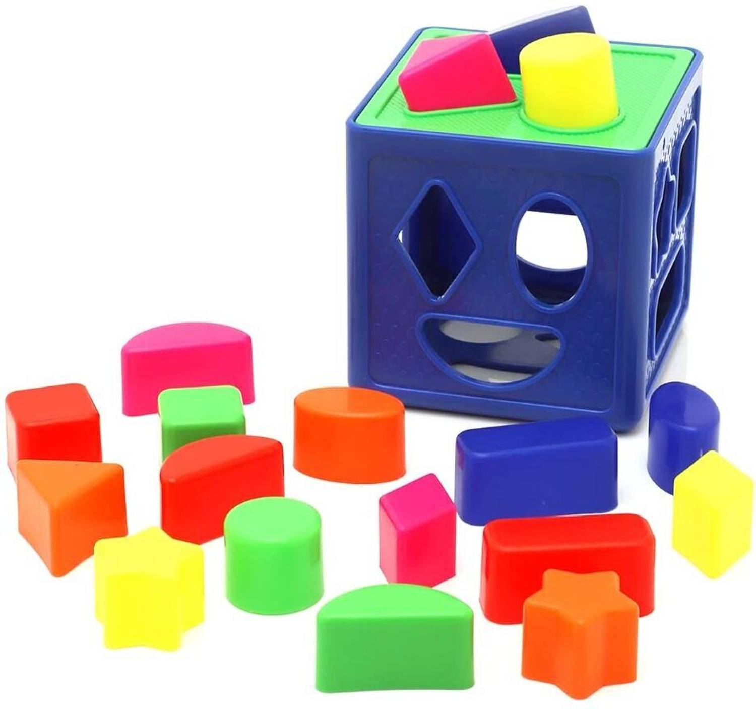 BHVMEY Shape Sorting Cube With 18 Shape And Different Color-CUBE BLUE-571-