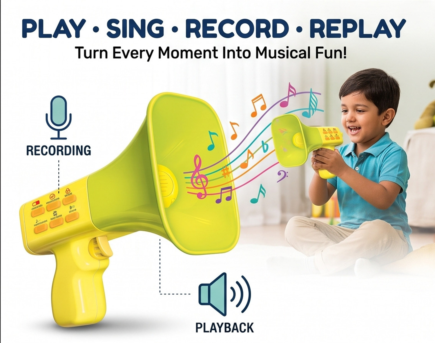 Image of Returno Musical Trumpet Voice Changer Megaphone Toy for Kids (Ages 2+)