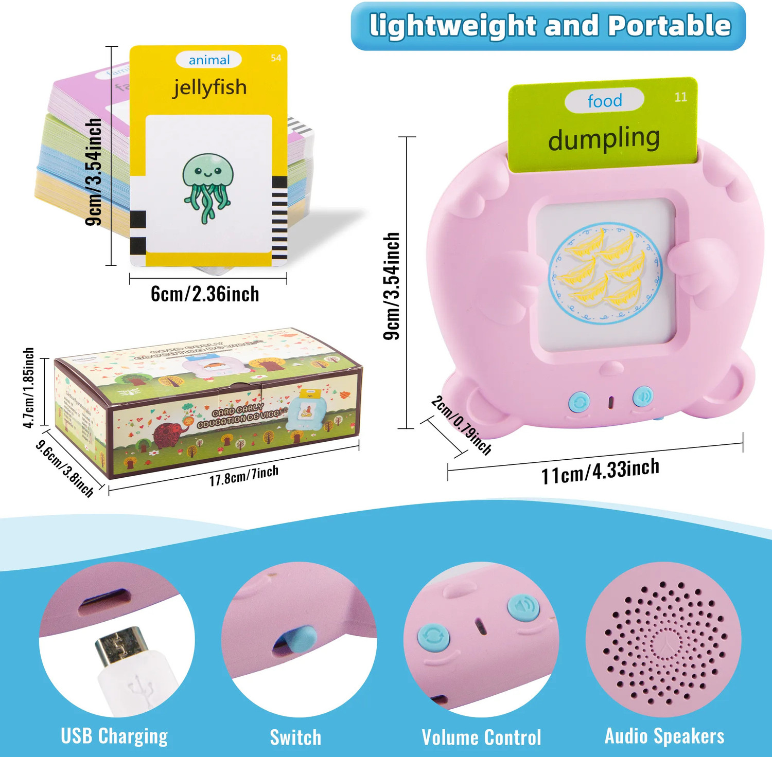 Image of Easymart USB Rechargeable Kids Learning Flashcard Reader Speech Therapy Machine Toy