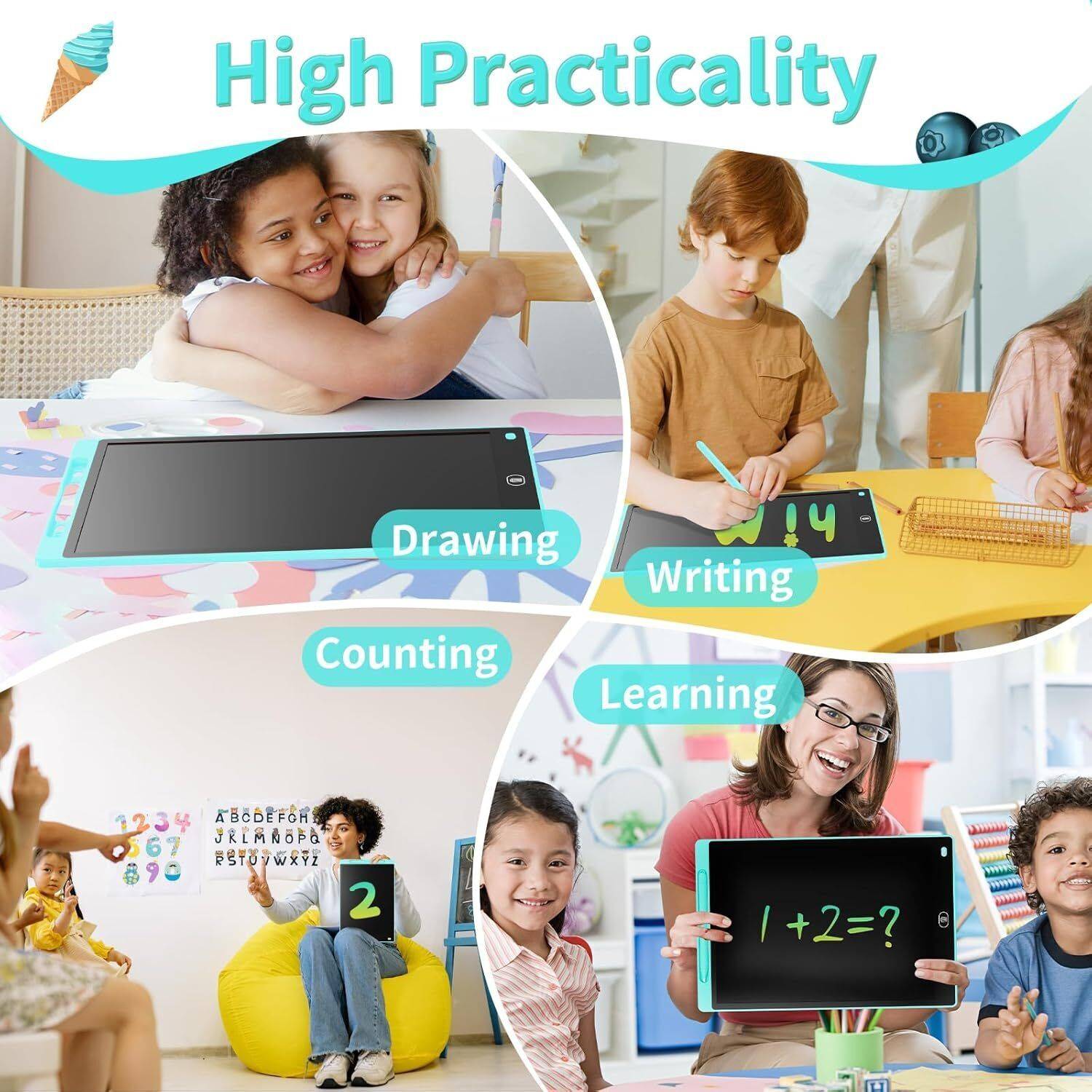 WEDELIGHT 12 Inch LCD Writing Tablet, Gray - Image 2