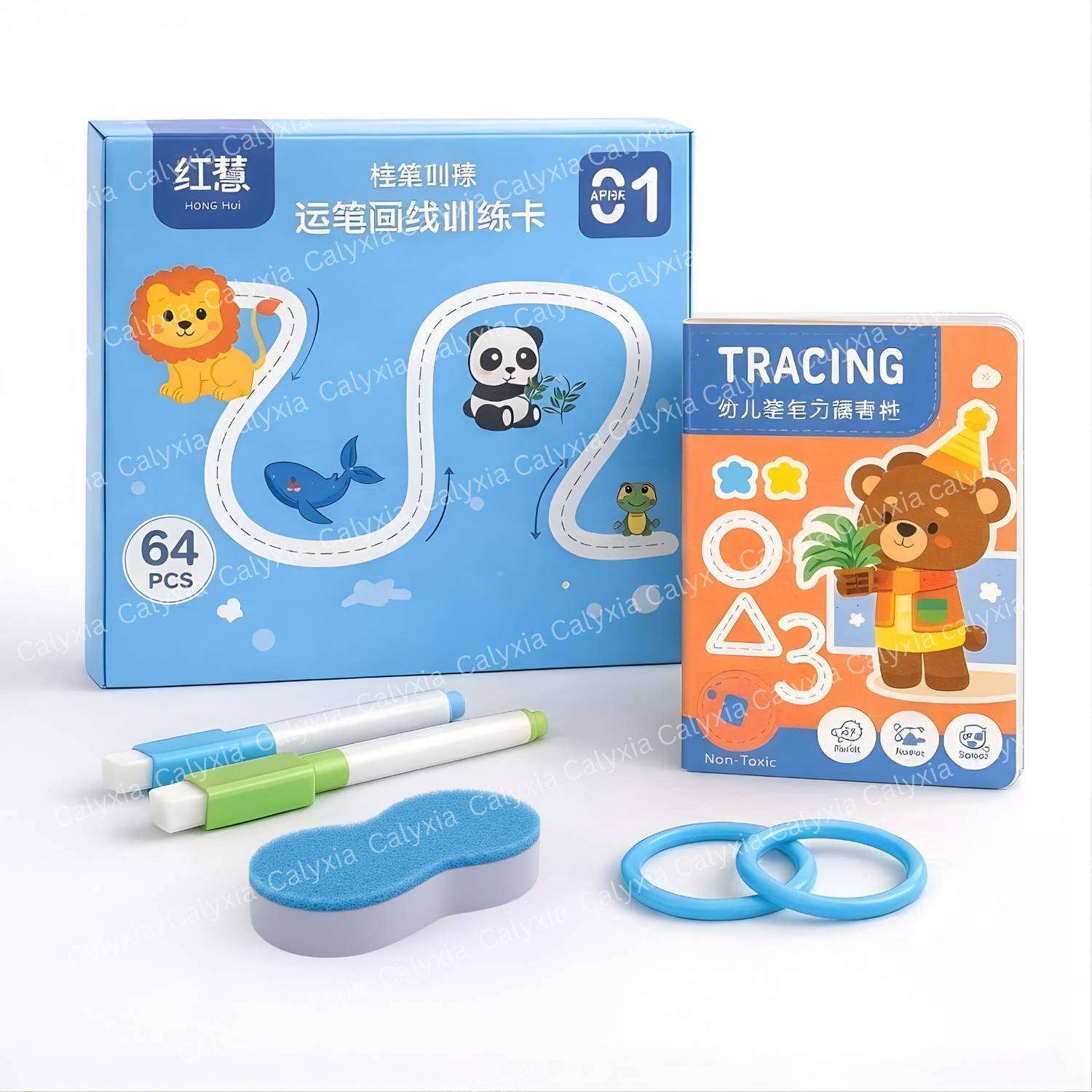 calyxia Kids Tracing Learning Cards – Pre Writing Practice Set (64 Cards) age for 3+