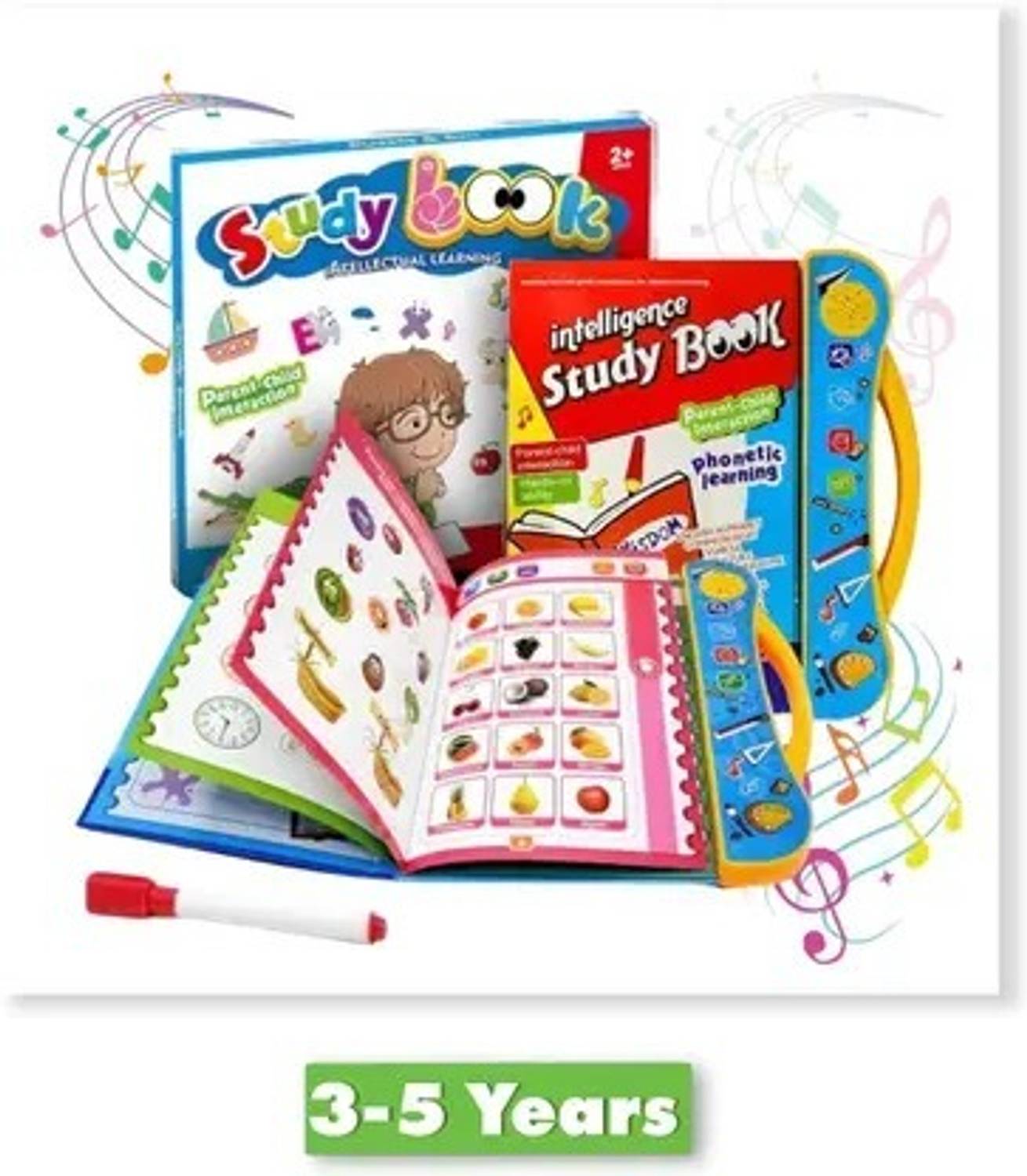 Arvind Musical Learning Study Book - Intelligence Book With Numbers,Letters & Poem-Kids