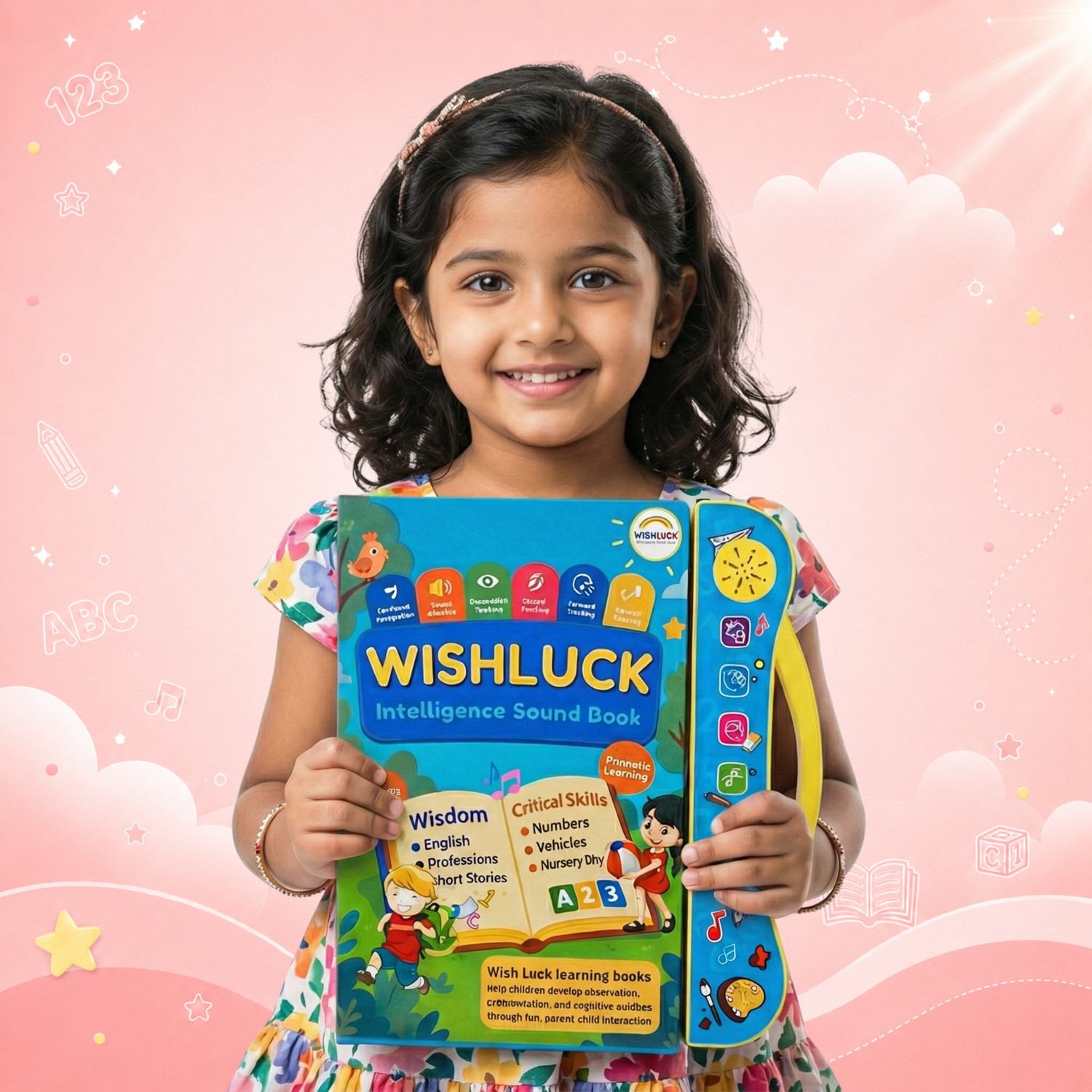 Image of WISHLUCK Intelligence Sound Book for Kids | ABC, Numbers, Rhymes Learning Toy