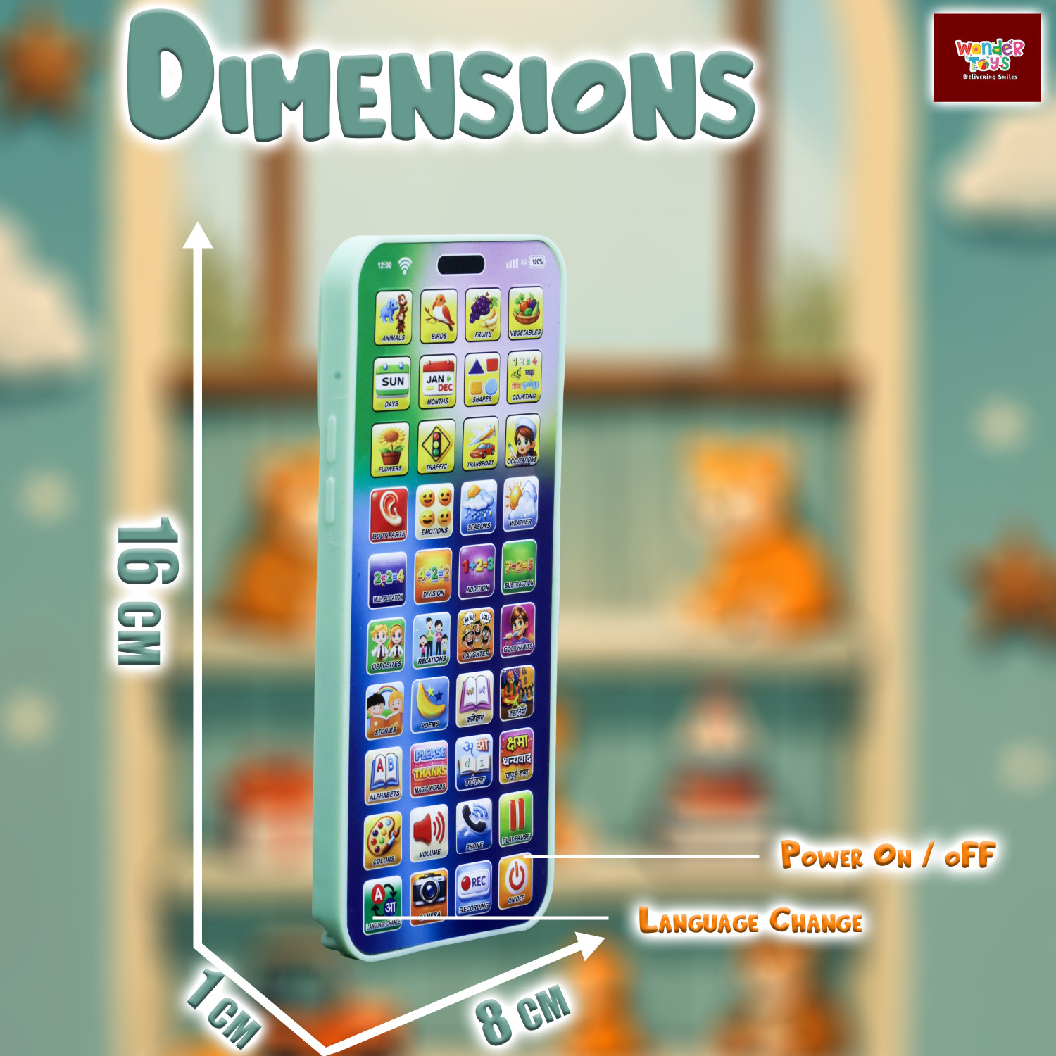 Image of Wonder LERNIX Pro Max Educational Phone - 184 Features 40 Buttons 13 Languages (Green)