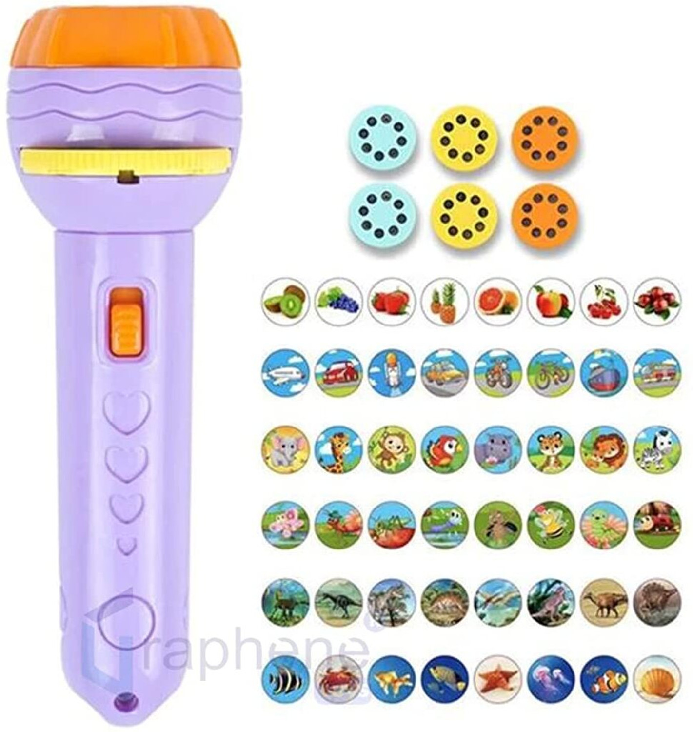 Image of saifiji toyzone Mini 3 Slides 24 Pattern Projector Flashlight Torch Kids Projection Torch Story