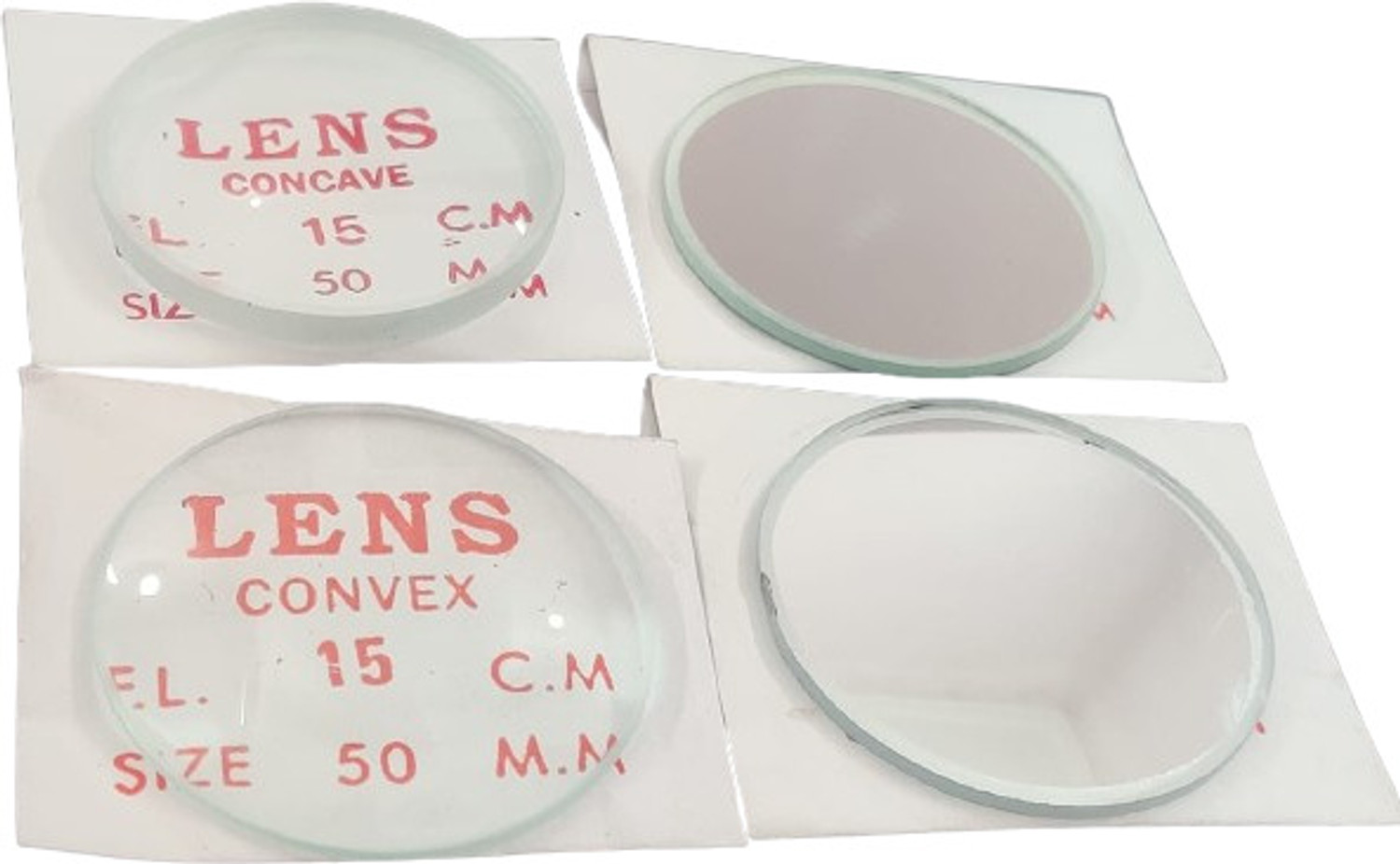 Image of SMEI Optics Activity Set- Different Lenses and Mirrors 50mm, Prism and Glass Slab (White)