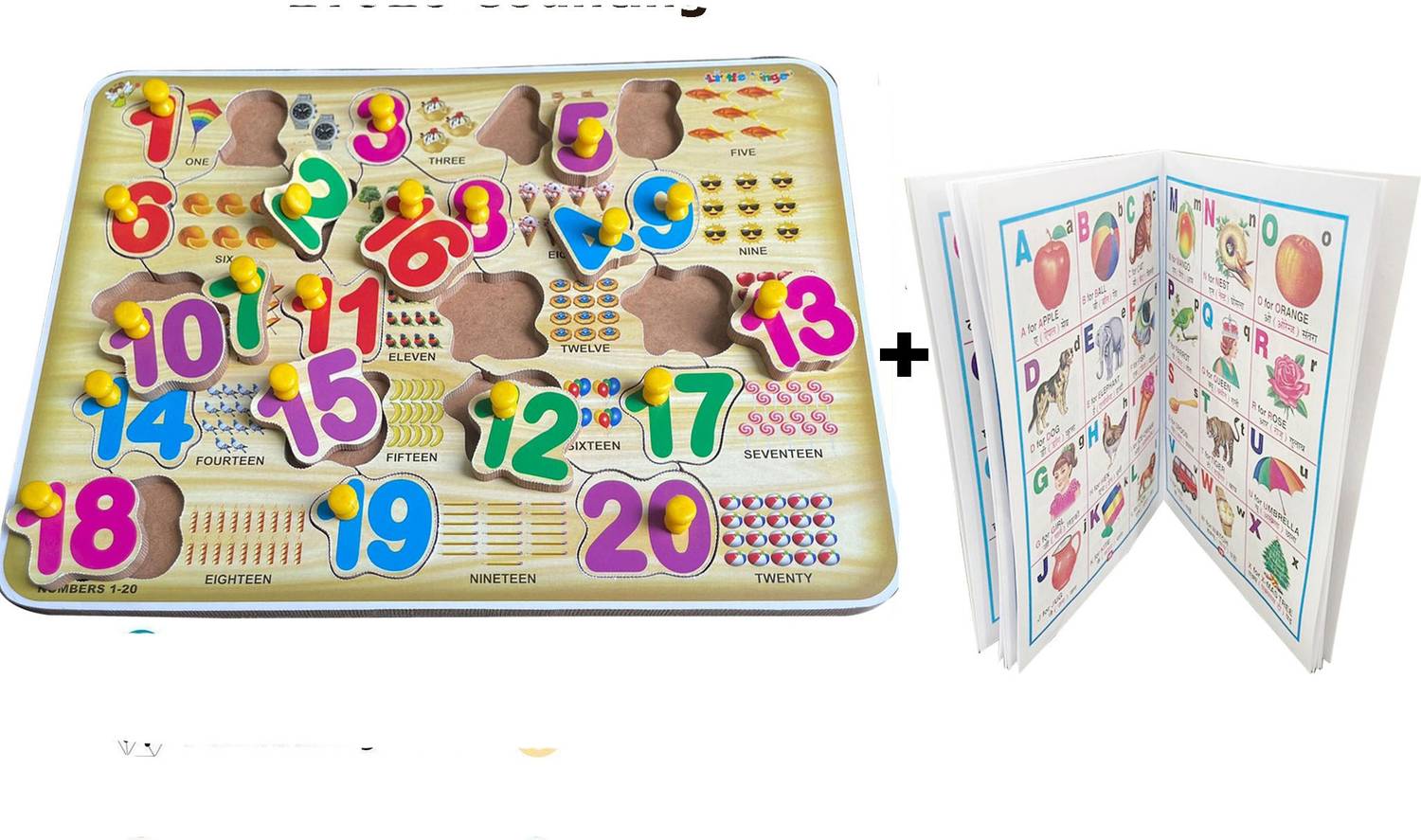 blue seed Alphabet&Number Board Learning toys for kids with Pictures in Books Game Puzzle