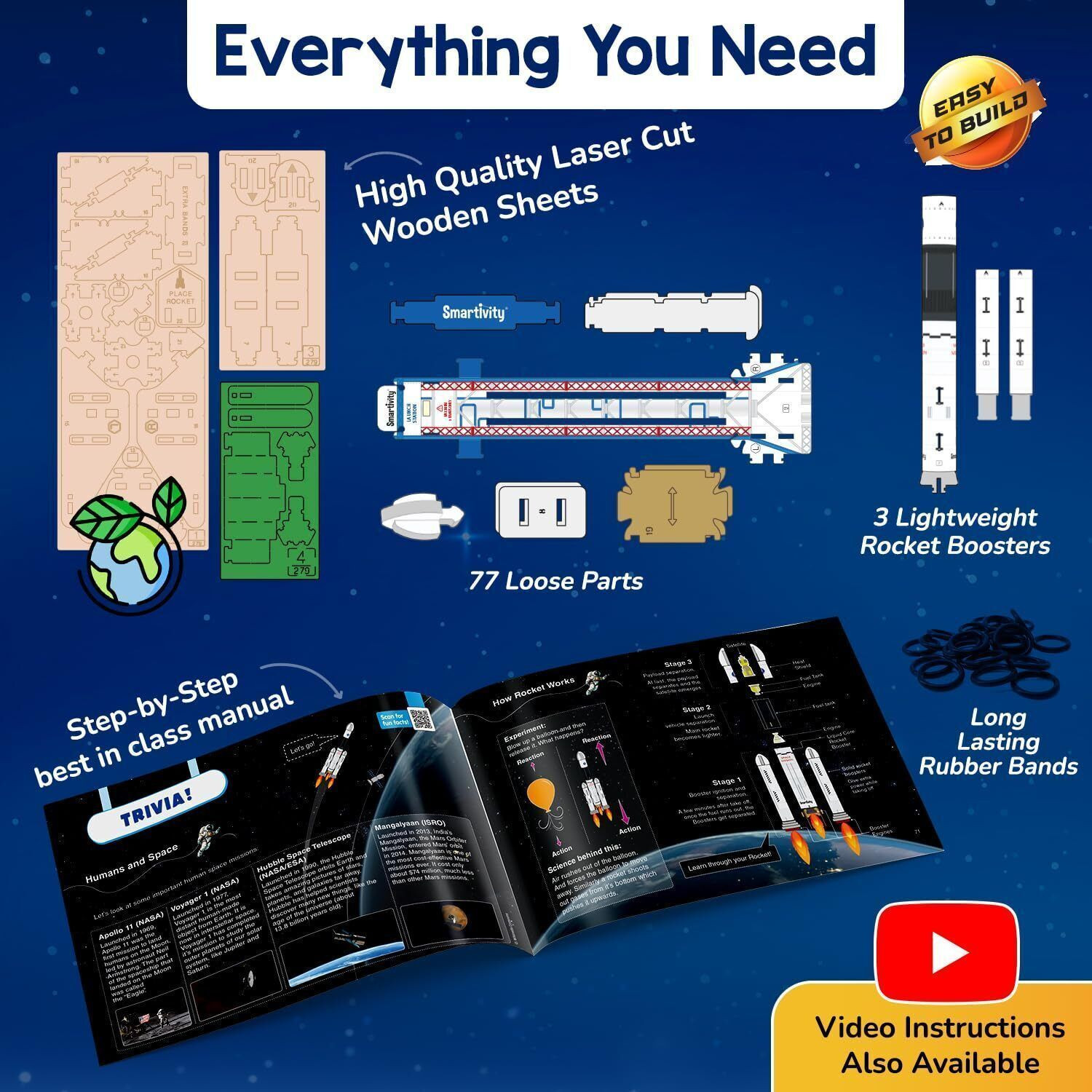 Image of Smartivity Rocket Launcher Kit for Kids 6-8-10-12-14 Years Old Boys & Girls