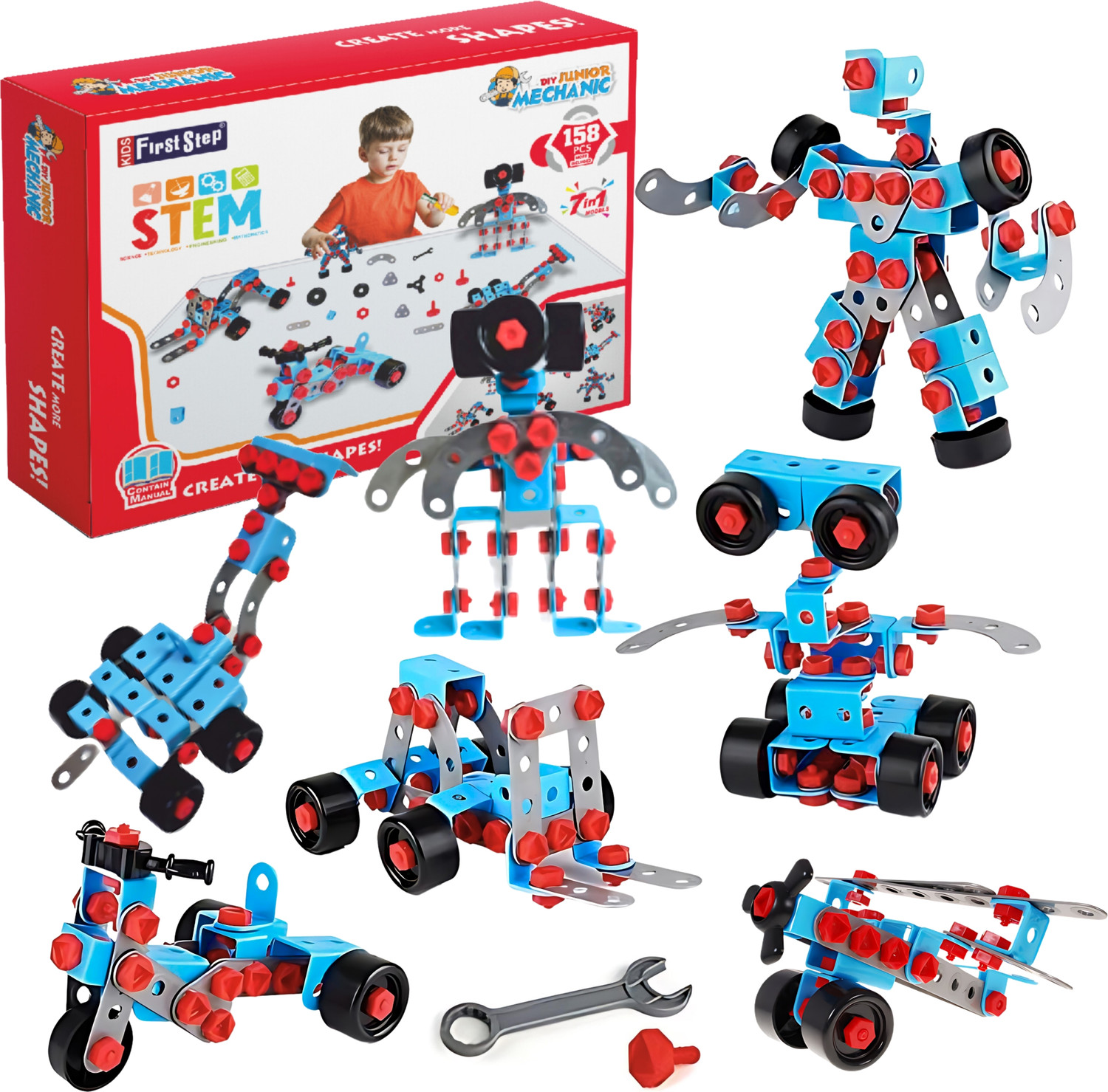 Image of KIDS FIRST STEP 7 in 1 DIY Educational Kit | 6 to 12 Years STEM Engineering | 158 Pcs Puzzle