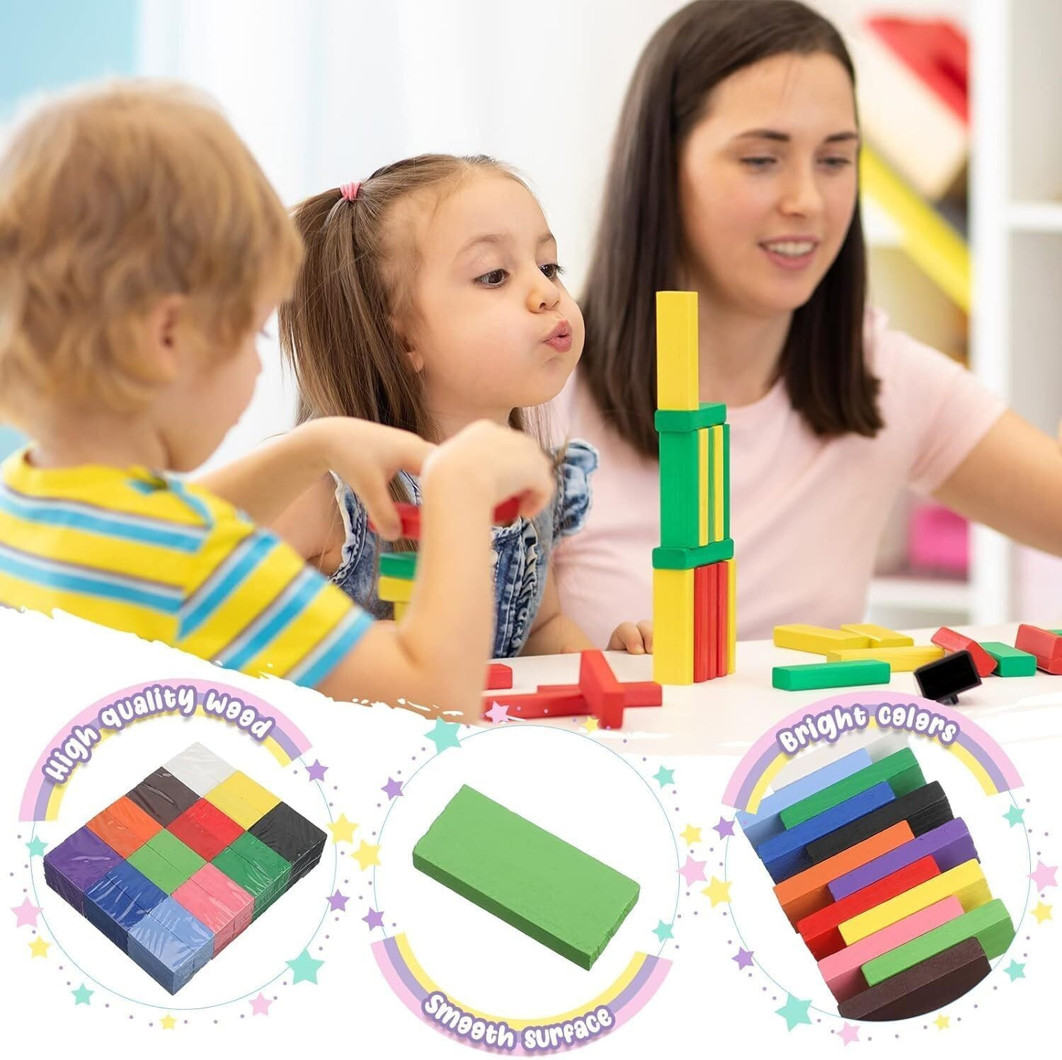 Image of TOOBIL Top Selling Kids Wooden Balancing Building Blocks & Real Domino Run Game-120pcs (Multicolor)