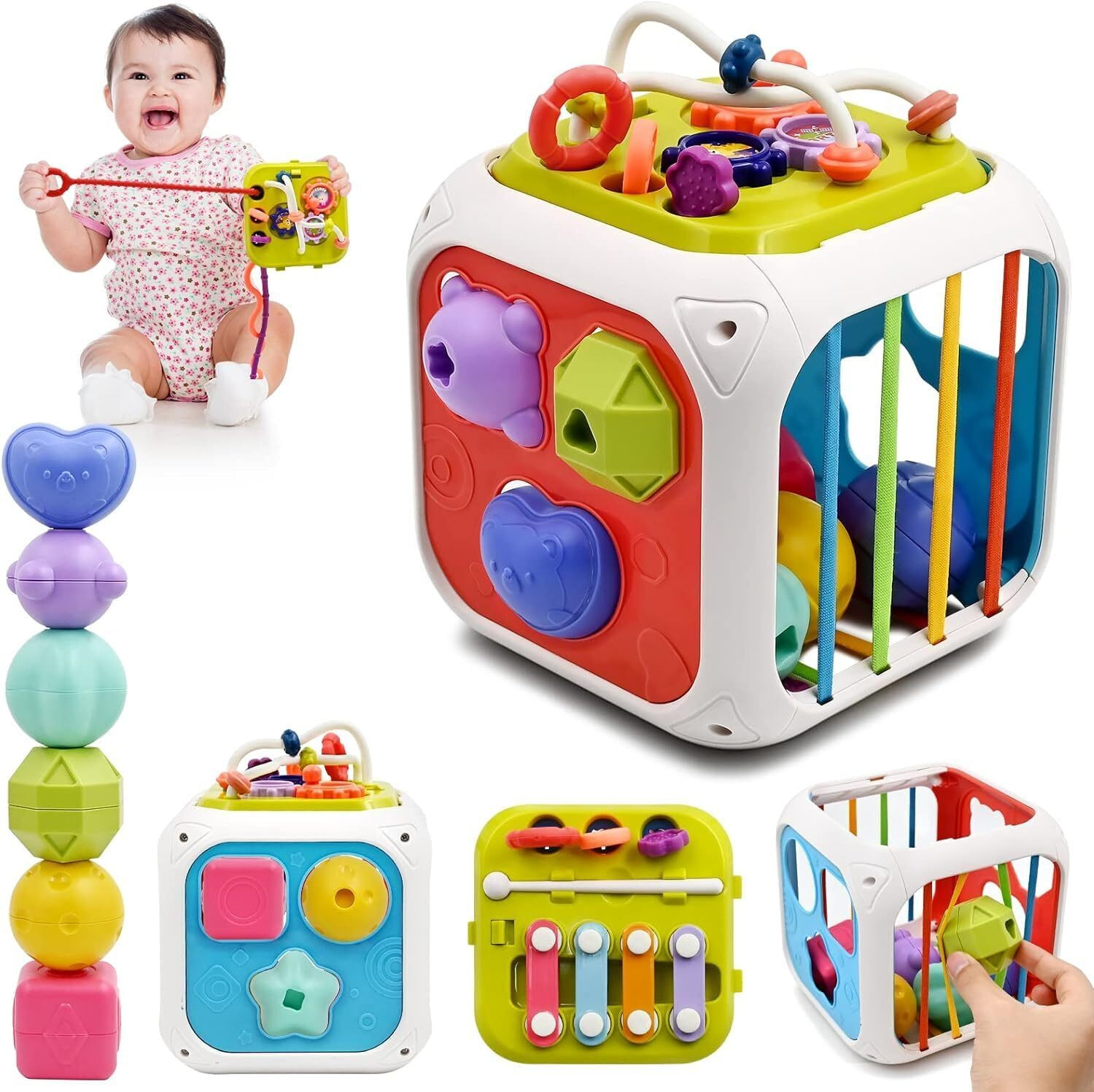 Image of HeyKids Montessori 7 in 1 Baby Sensory Toy for Kids - Educational Learning Shape Sorter
