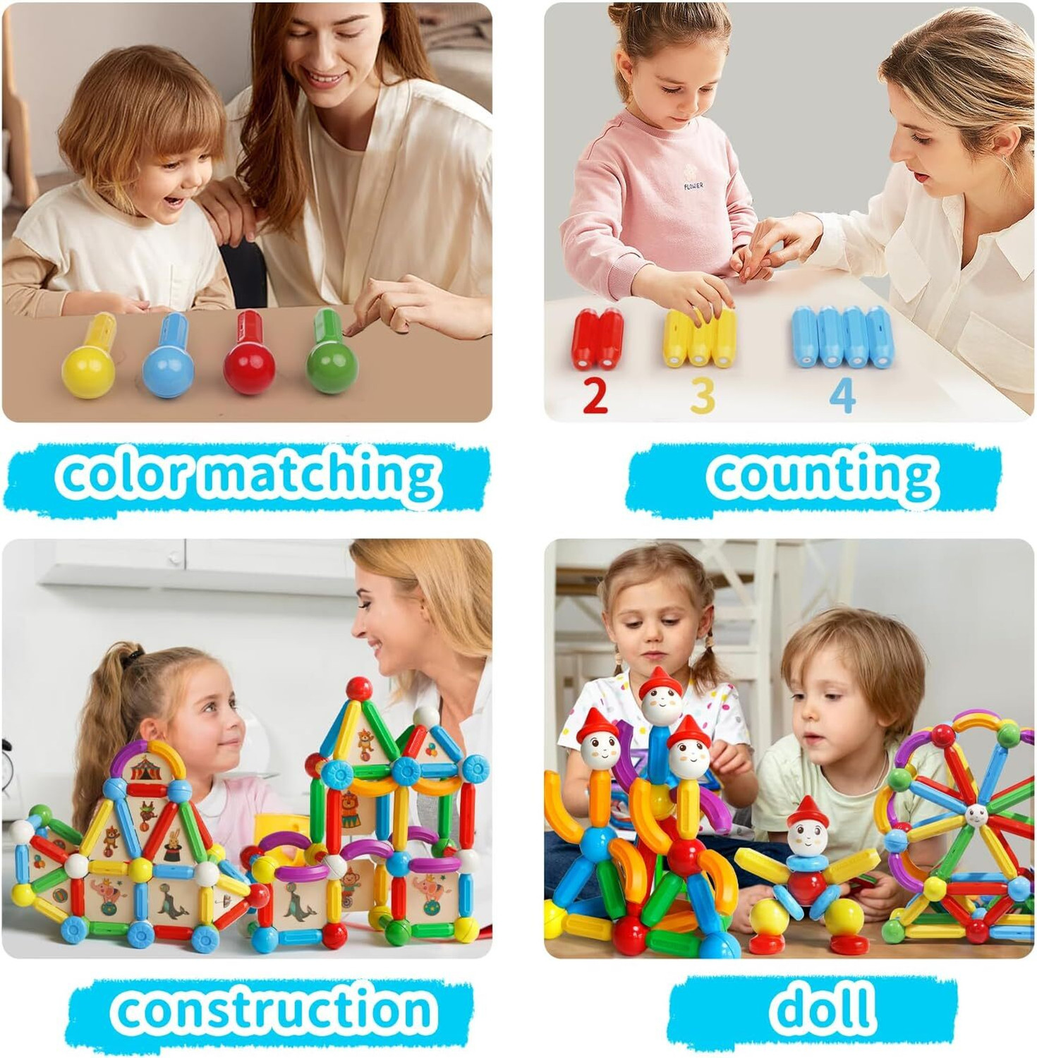 Image of HeyKids 36 PCs Magnetic Building Stick Blocs For Kids, Activities Toys for Toddlers