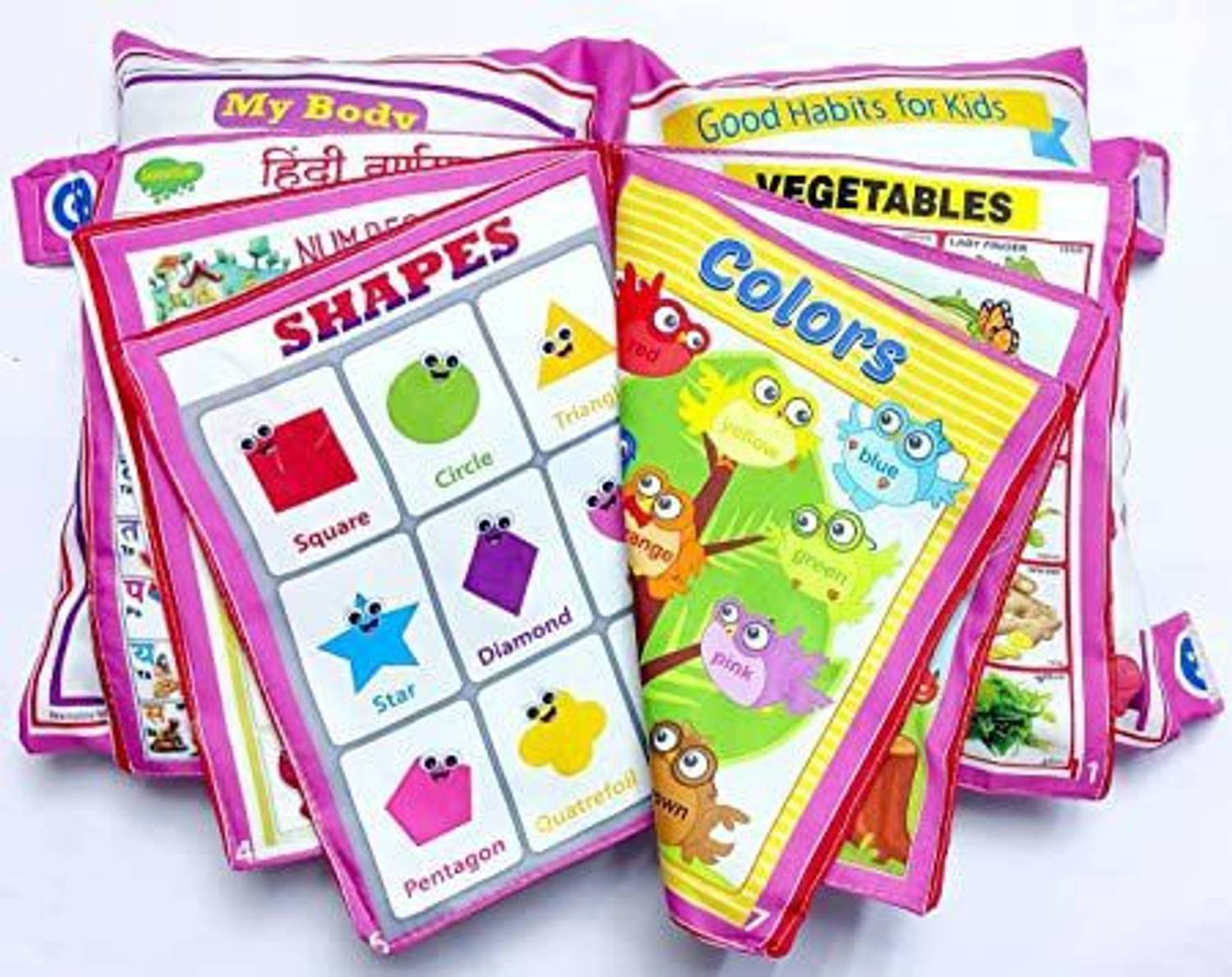 Dorytoys Learning Baby Pillow Cushion Soft Book Toy Pink - Image 1