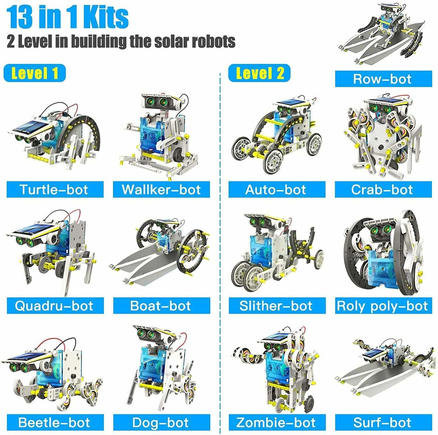 Image of Galactic 13 in 1 Solar Robot Kit Learning Educational Kids Station, Robot toy Game | DIY Toy For Boys|Girls. (Multicolor)