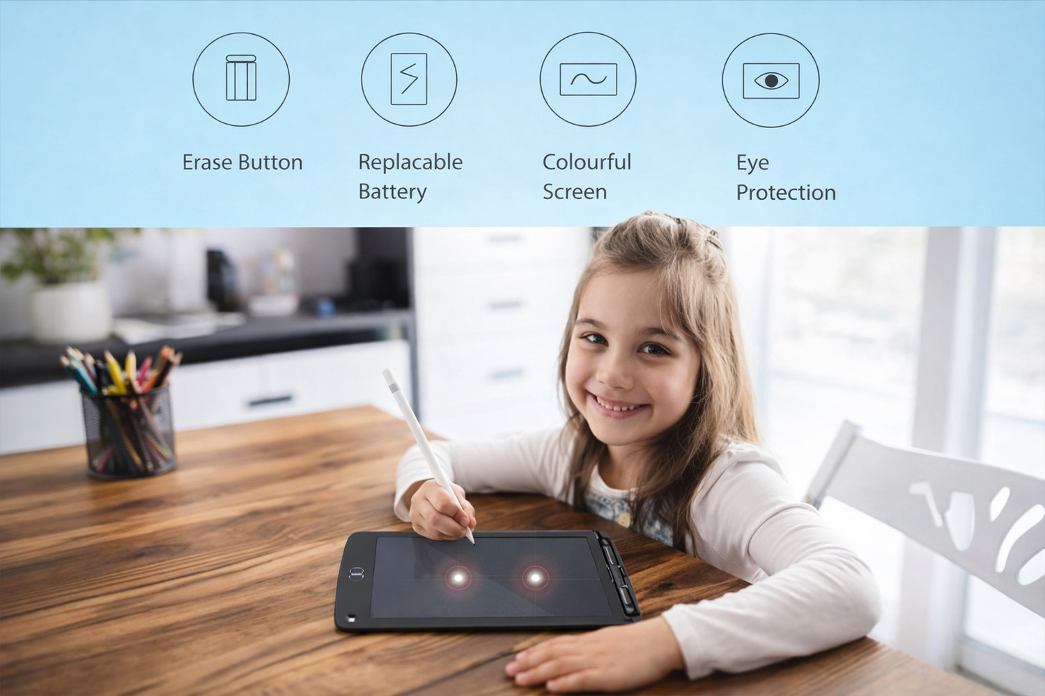 Image of eltihr 16 Inch LCD Writing Tablet Color Drawing Pad with Stylus for Kids & Notes