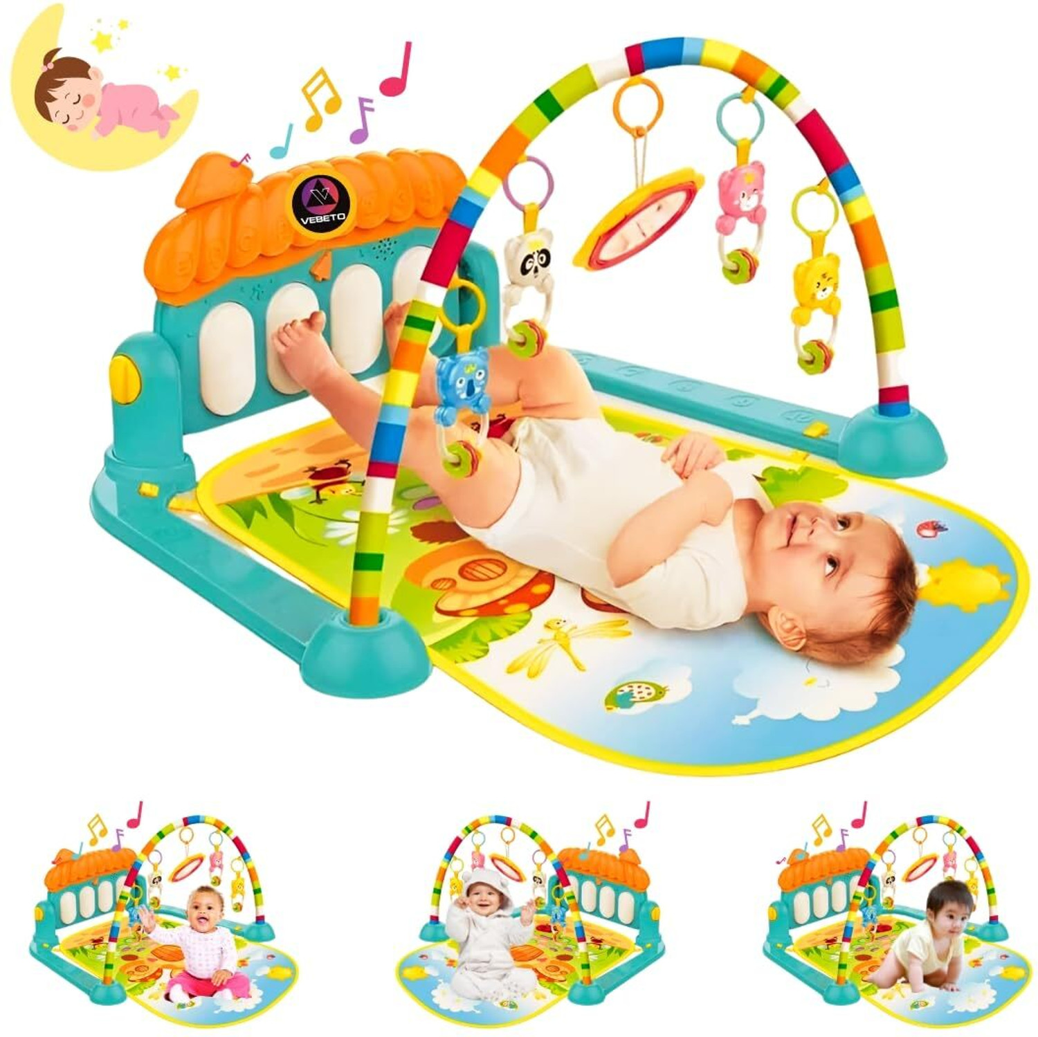 Image of Ruffo Ideal Baby Shower Gift - Piano Gym Mat with Colorful Toys