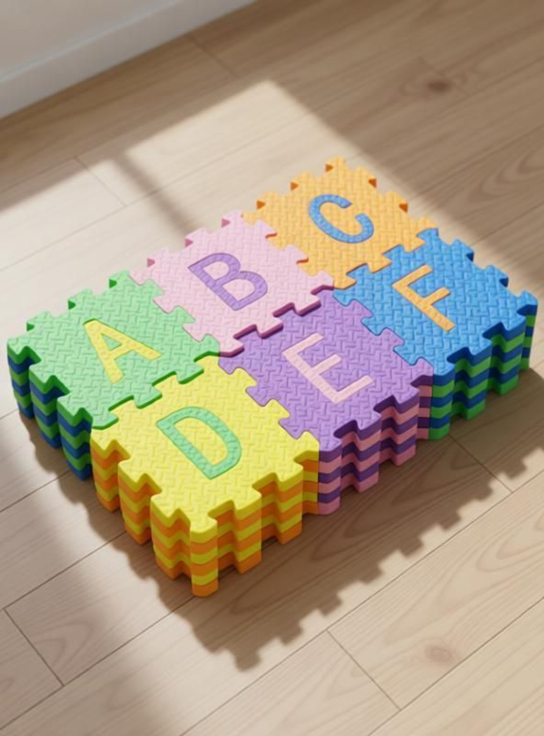 Image of KOBBET 36Pcs ABCD Alphabet Puzzle Foam Mat for Interlocking Learning Alphabet & Number