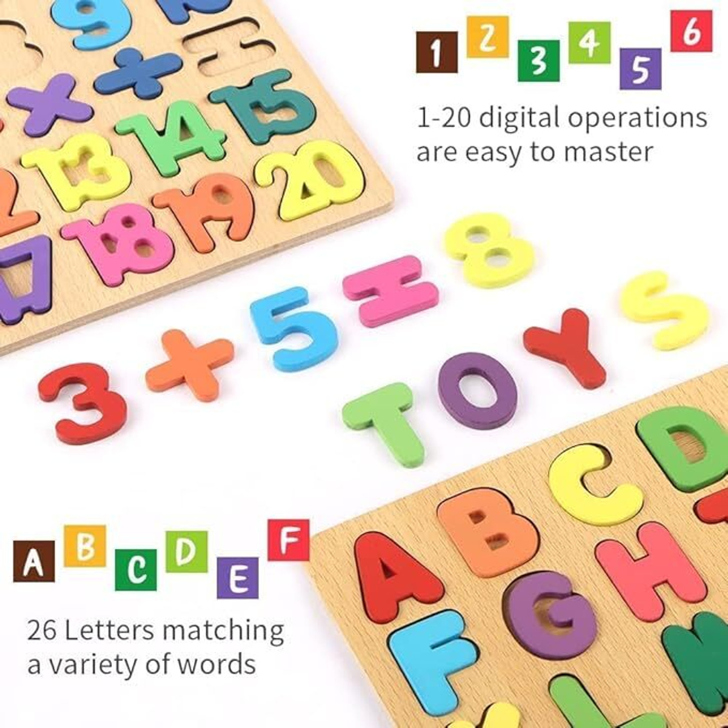 Image of PRIVATECAVE 2 Pack Wooden ABCD Alphabet Number Shape Explorative Puzzles