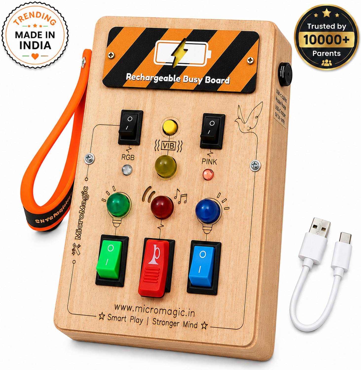 MicroMagic Glow Switch Rechargeable Montessori Busy Board Toy - Image 1
