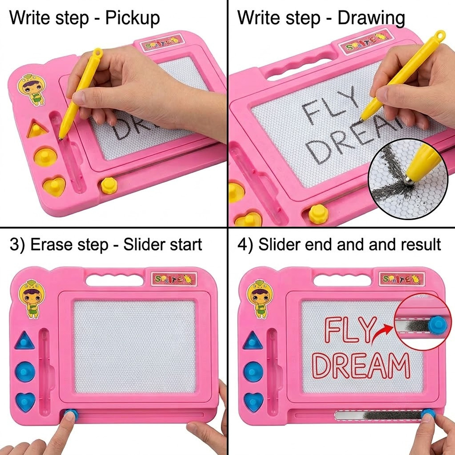 Image of JOLLYHOP EDUCATIONAL MAGNETIC MAGIC SLATE / REUSABLE MAGNETIC DOODLE PAD (PINK EDITION) (Pink)