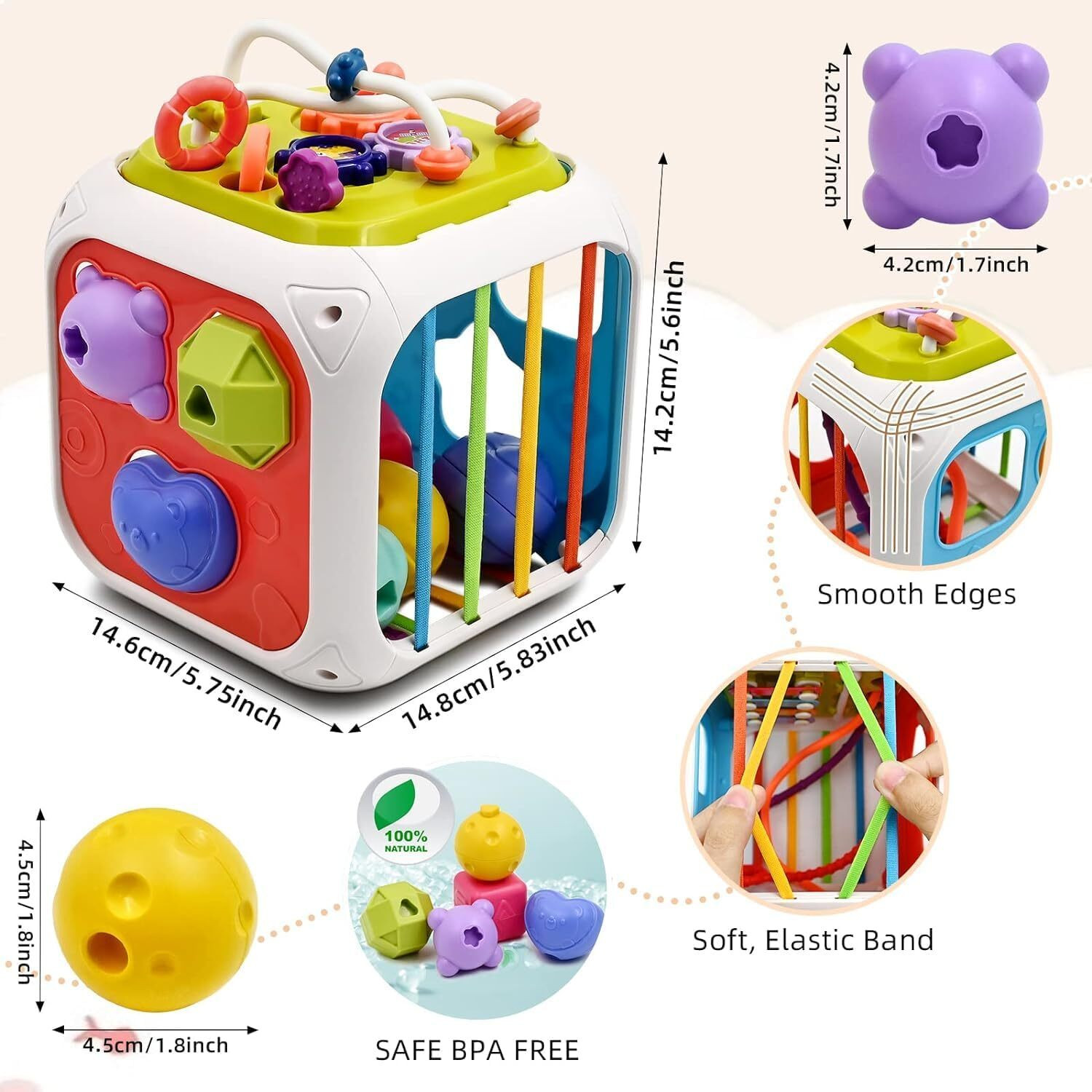 Image of TechHark Cube Blocks - Baby Set Activity Toy Rattle Baby Toy Soft Baby Toys Learning Toy