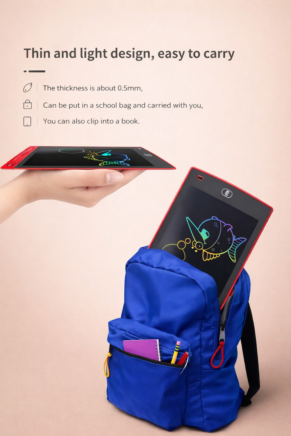 Image of eltihr 16 Inch LCD Writing Tablet Color Drawing Pad with Stylus for Kids & Notes