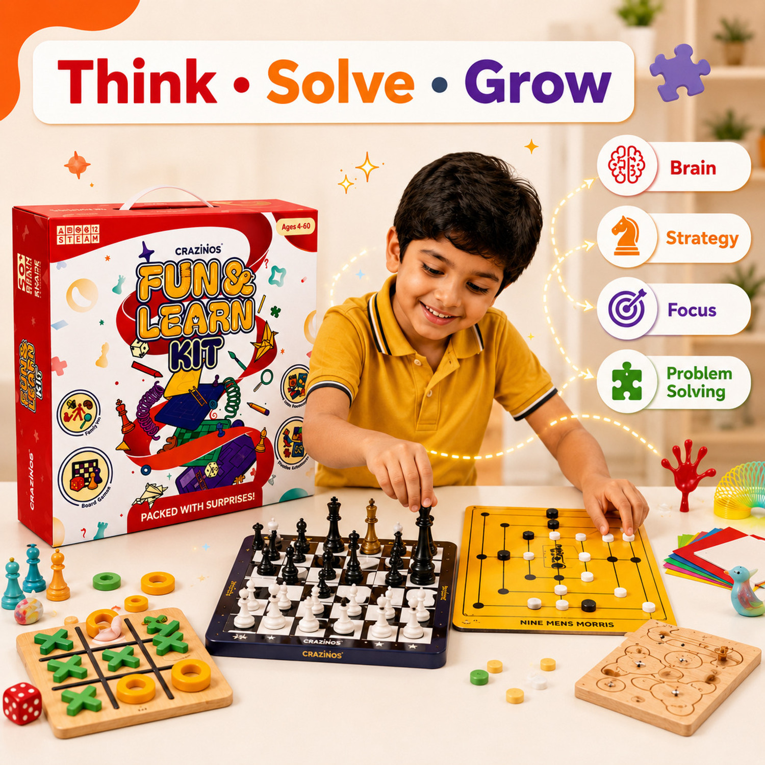 Image of Crazinos Fun & learn kit | For 5 to 6 Learners | Ages 4 to 60 Yrs| 50+ fun activities