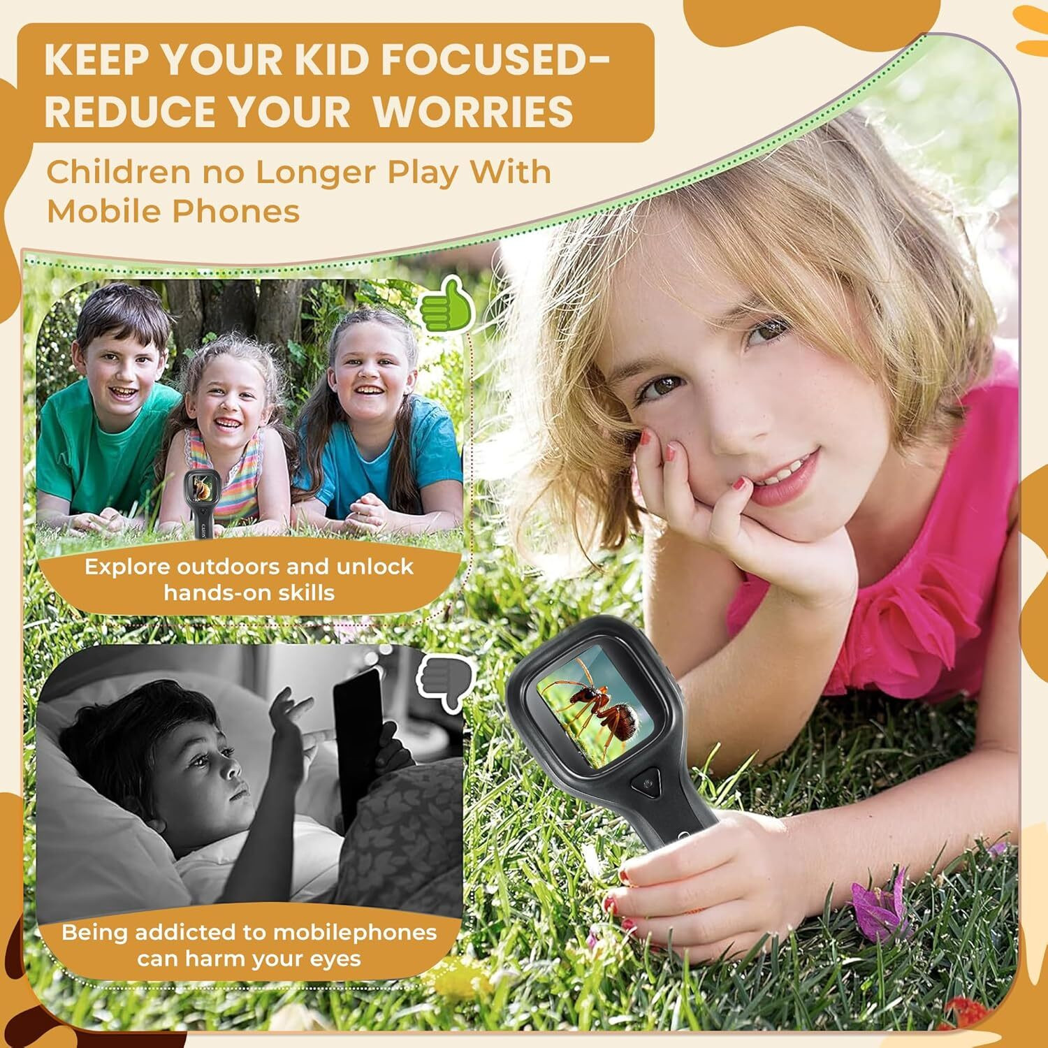 Image of CASON Digital Pocket Microscope for Kids Upto 400X, Portable Handheld Magnifying Glass
