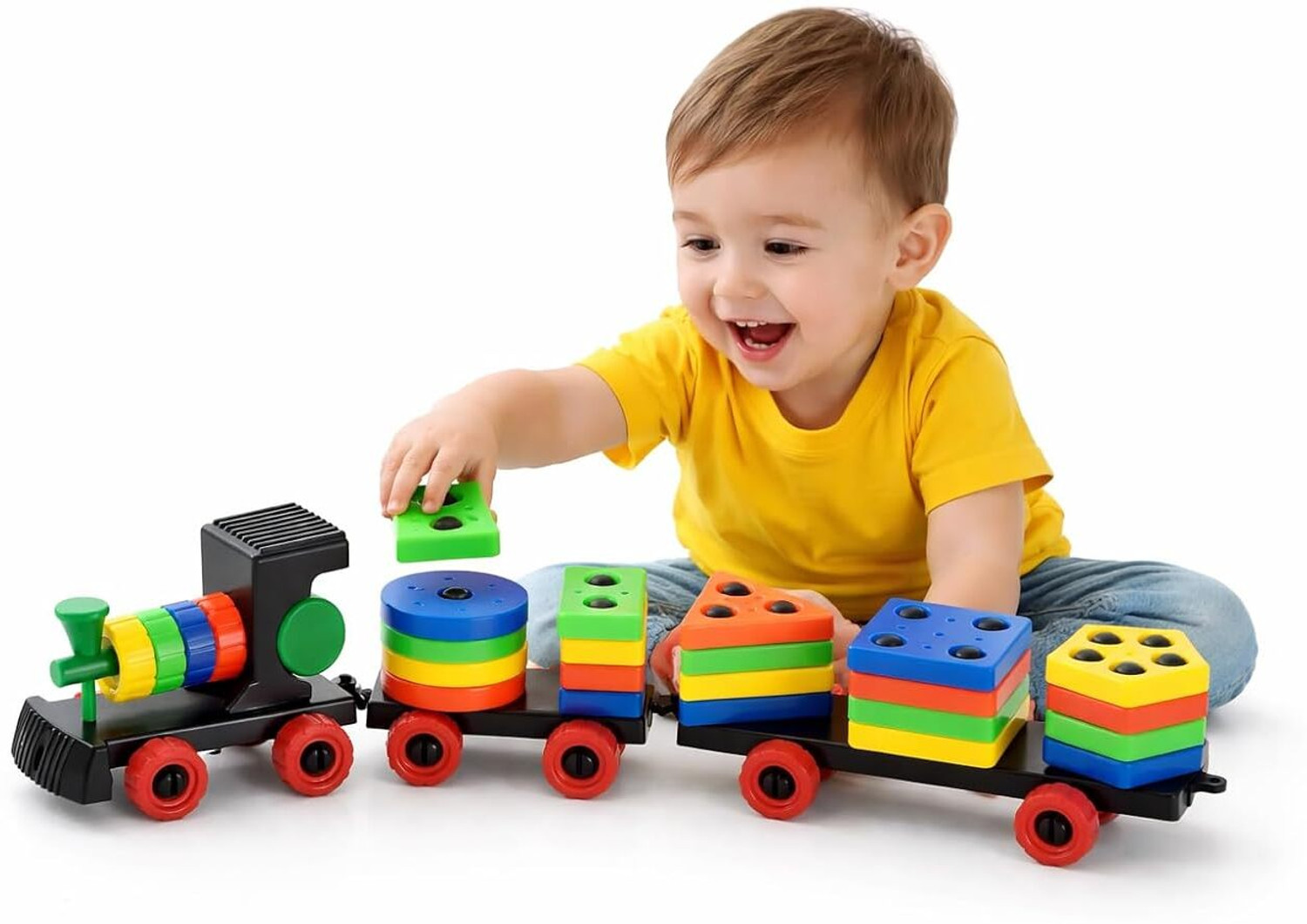 Image of TOOBIL Shape Sorting, Stacking & Learning Educational Puzzle Train for Kids
