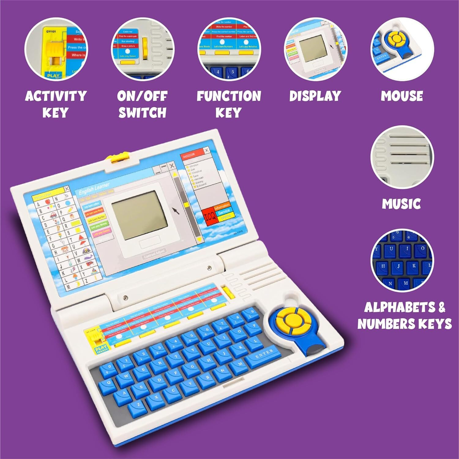 Image of KHELOZZ Educational Laptop Computer Toy with Mouse for Kids Above 3 Years