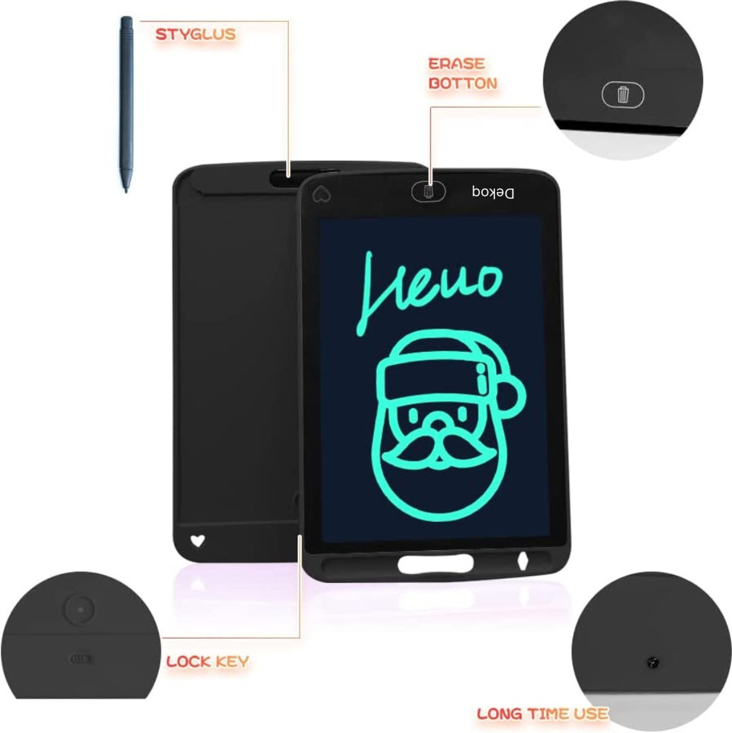 Image of DEKOQ LCD Writing Tablet for Kids, Student, Teacher, Adults at Home, Note Pad