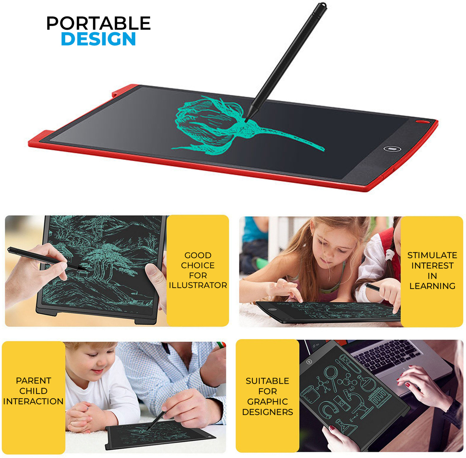 Image of MOBIZAC 16 Inch Writing Pad with Stylus Pen Tab for Kids Big Size Writing Slate Board