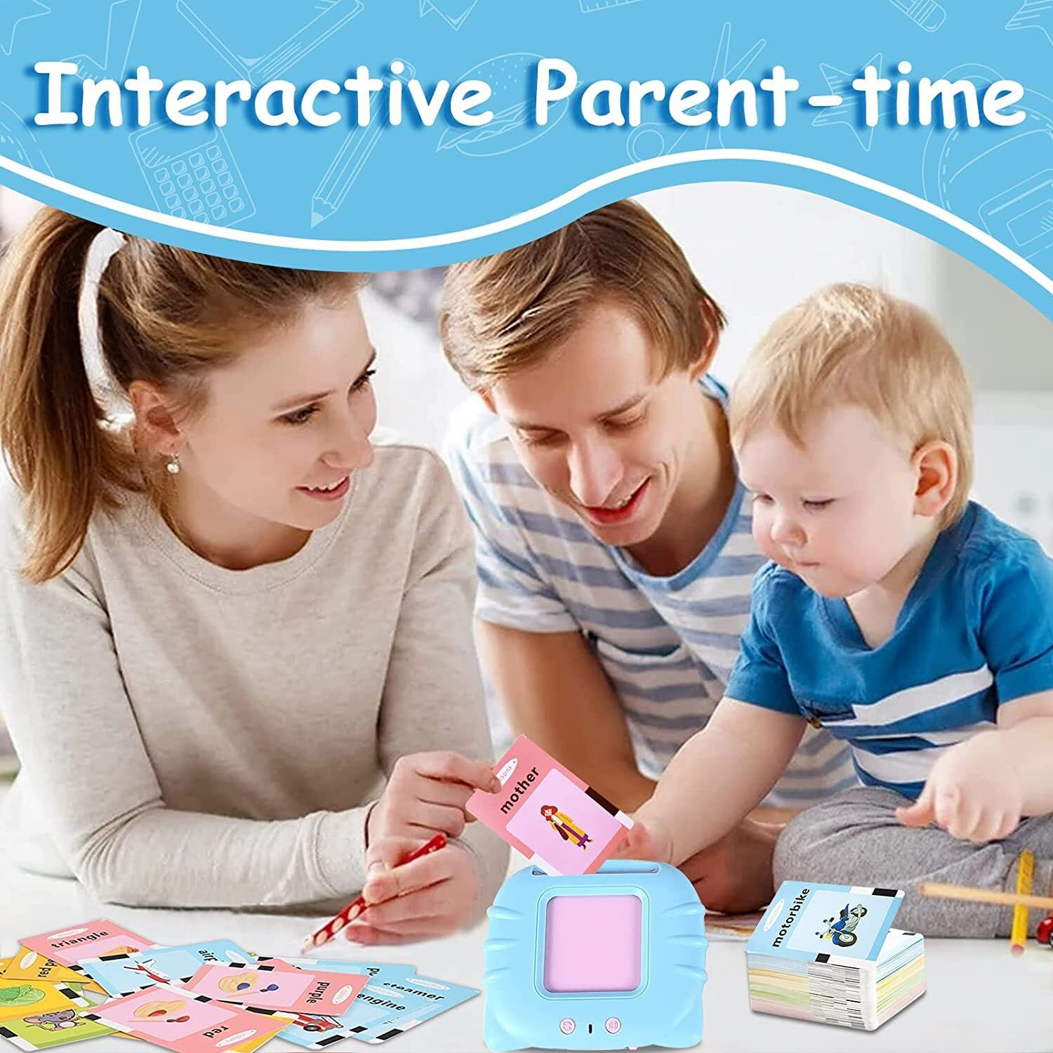 Image of advik mart Talking Flash Cards for Toddlers, Educational Toy (Blue, Pink)
