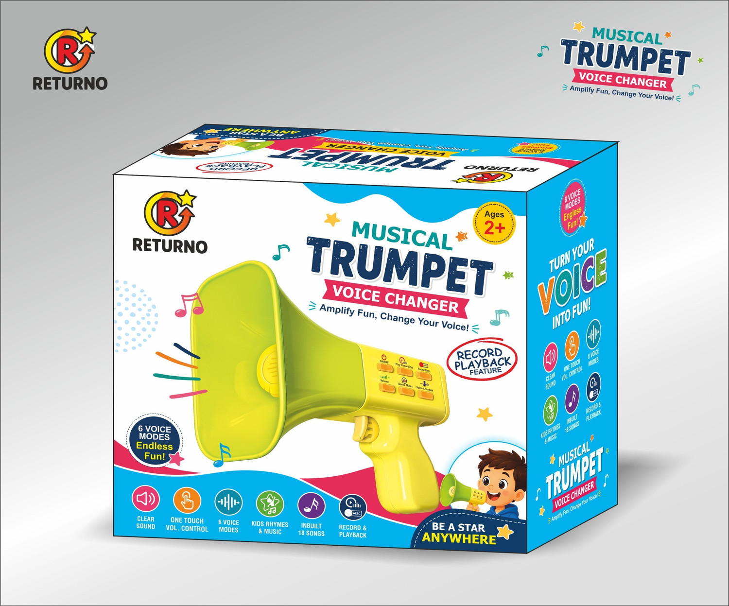Image of Returno Musical Trumpet Voice Changer Megaphone Toy for Kids (Ages 2+)