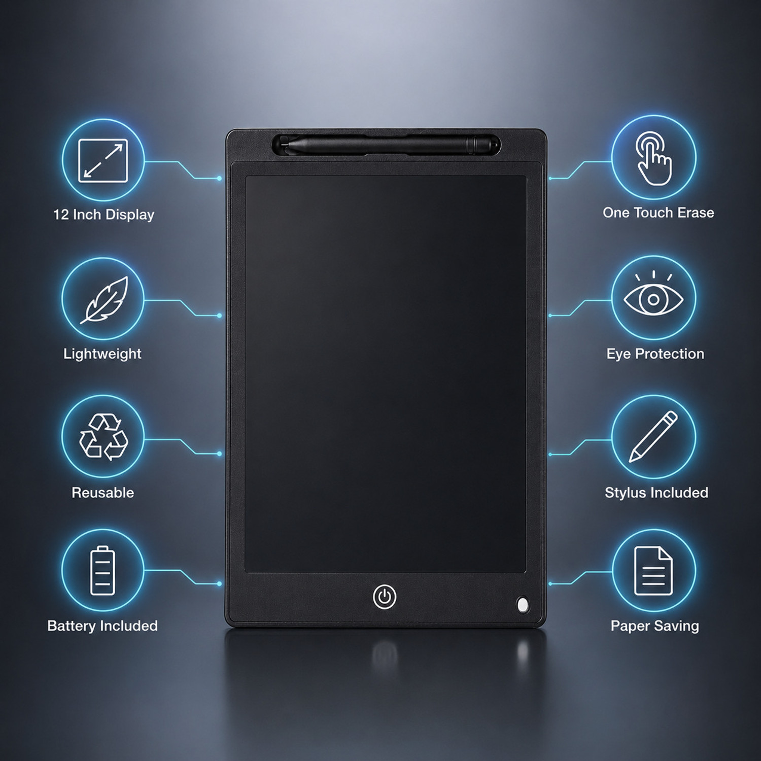 Image of SUPPORTECNICIAN 12Inch LCD Writing Tablet| One Touch Erase| Screen Lock| Reusable Writing Pad