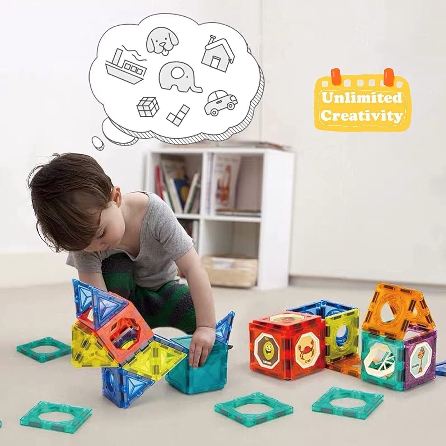 Image of Kidoyz 75 Piece Light Magnetic Blocks, Magic Building Blocks for Kids 3D STEM Toys