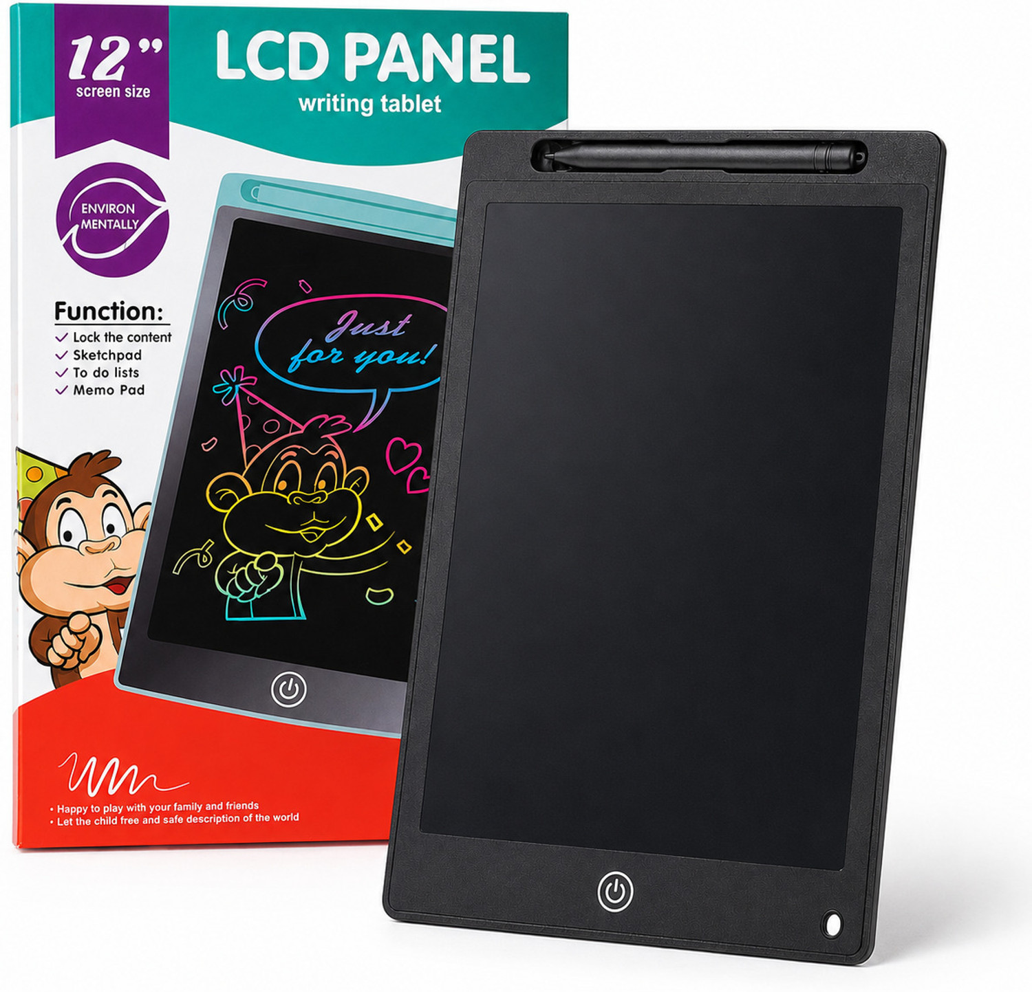 Image of SUPPORTECNICIAN 12Inch LCD Writing Tablet| One Touch Erase| Screen Lock| Reusable Writing Pad